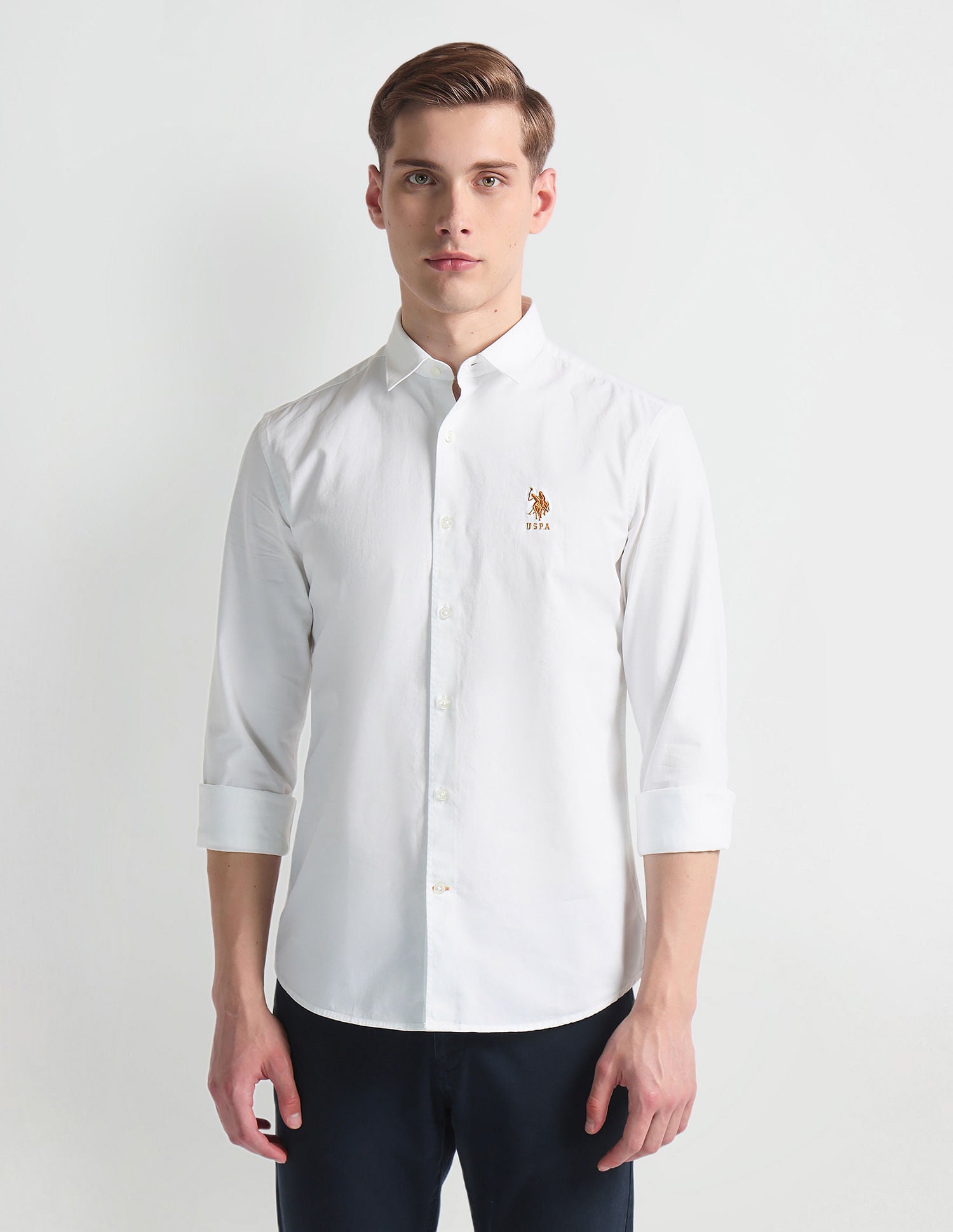 French Placket Solid Shirt White - U.S. Polo Assn. India | Large