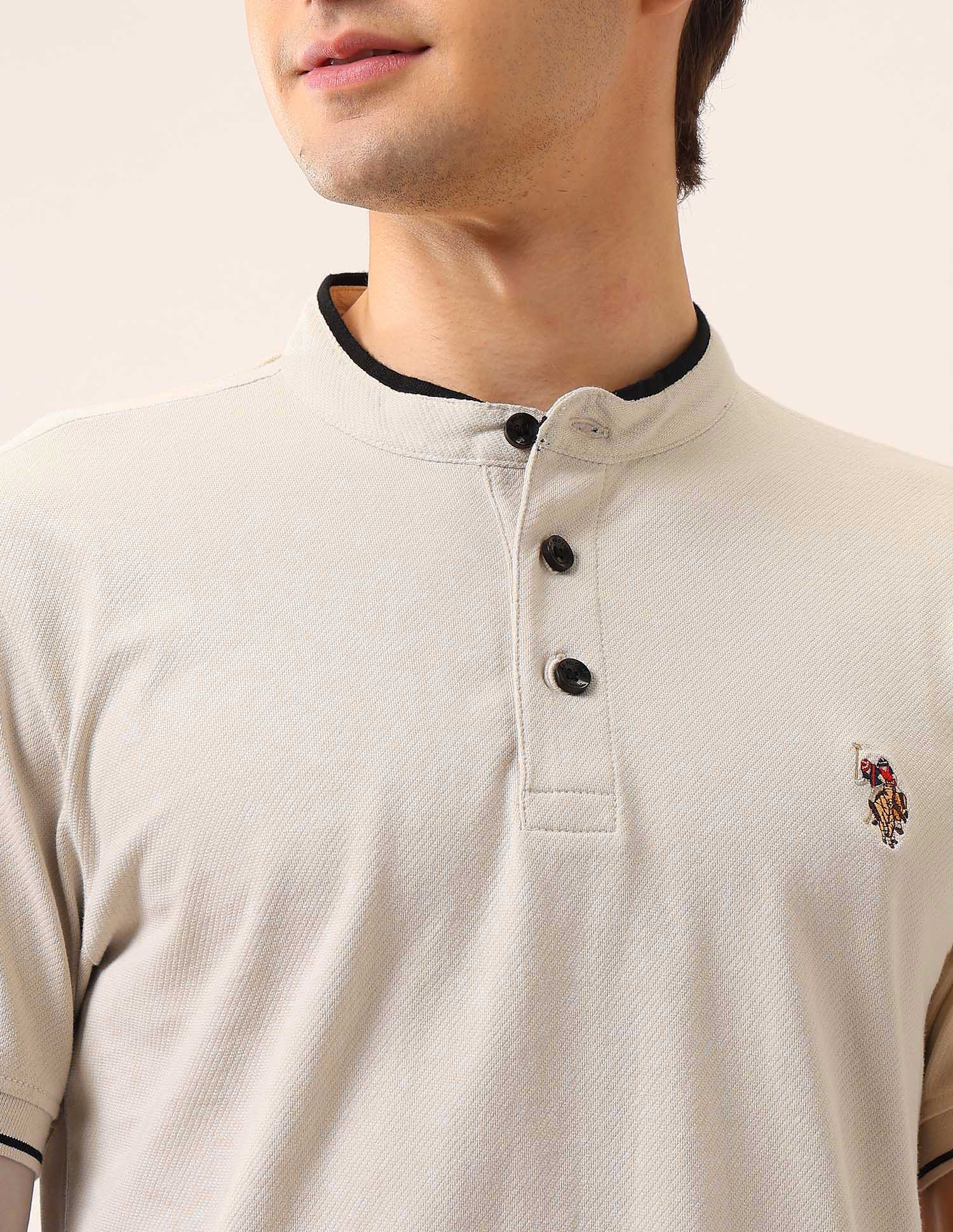 Muscle Fit Pure Cotton Polo Shirt Beige - U.S. Polo Assn. India | Large