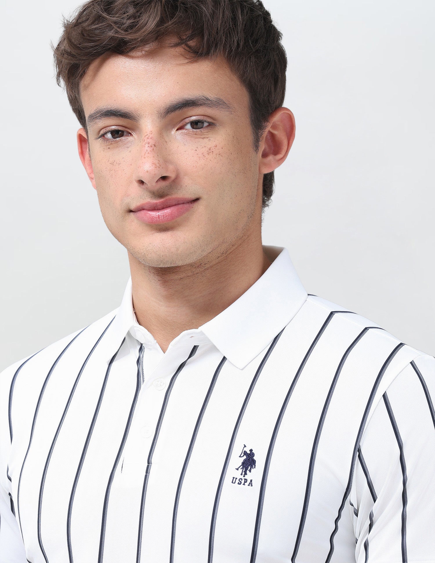 Vertical Striped Slim Fit Polo Shirt White - U.S. Polo Assn. India | Large