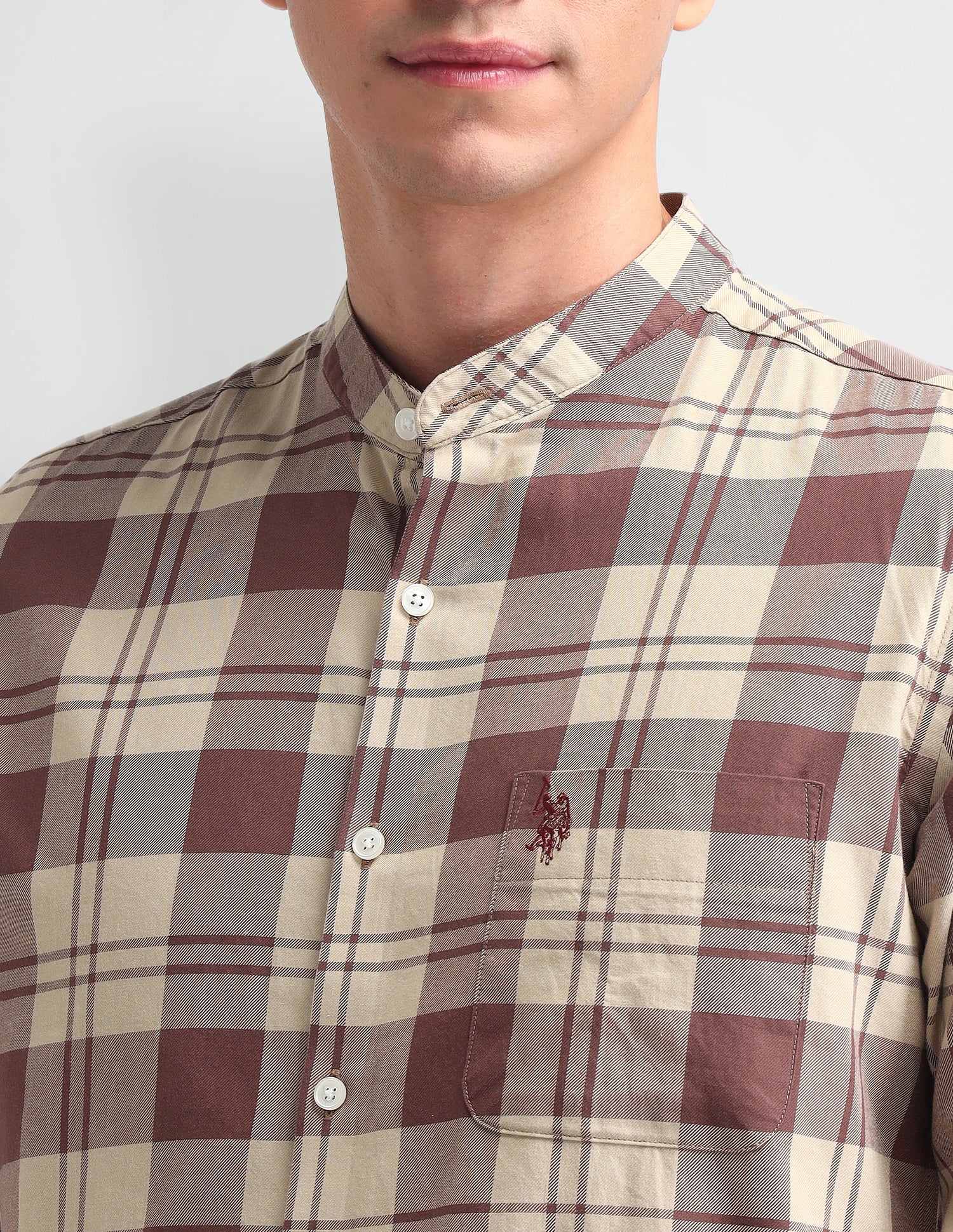 Plaid Checked Slim Fit Shirt Brown - U.S. POLO ASSN. | Large