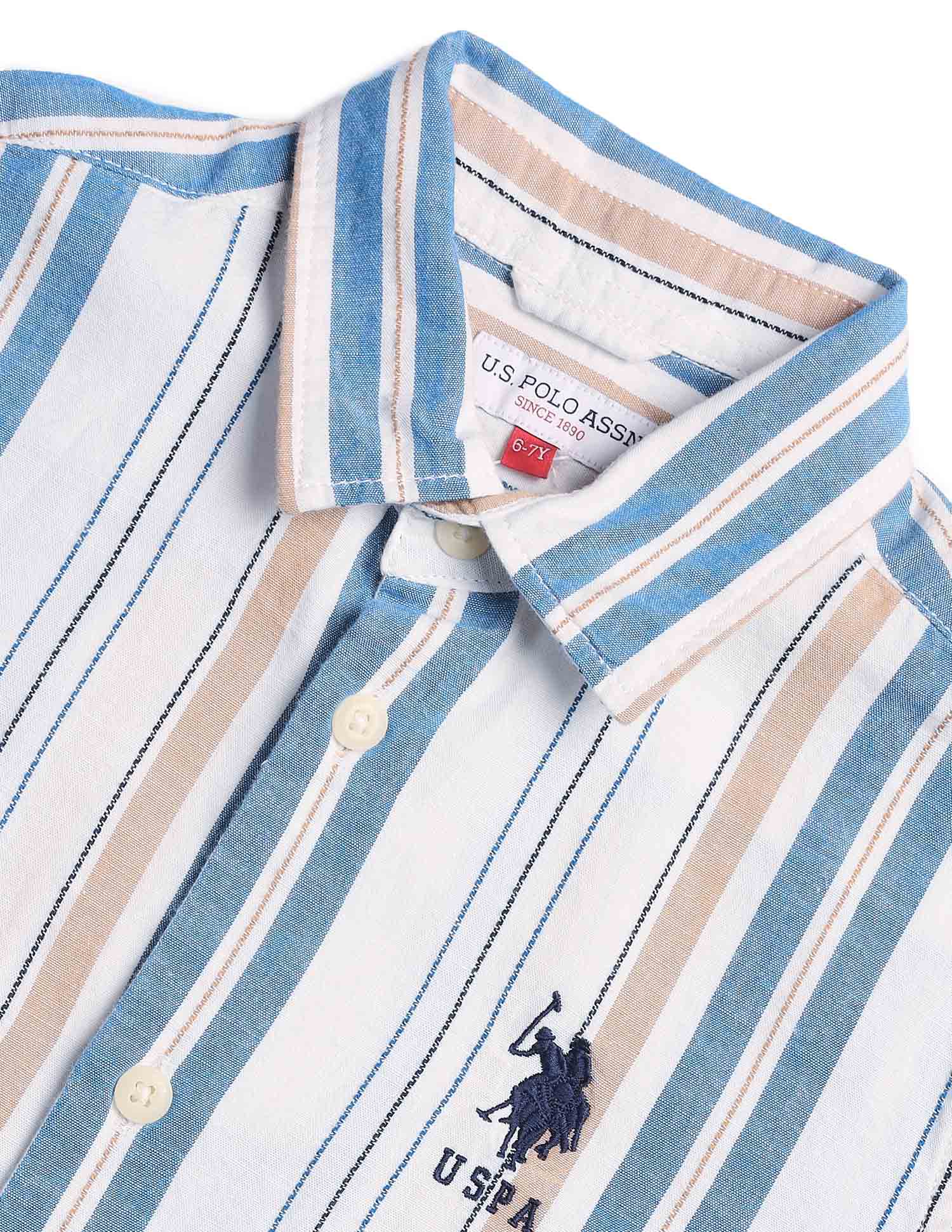 Boys Boxy Fit Dobby Shirt Blue - U.S. POLO ASSN. | Large