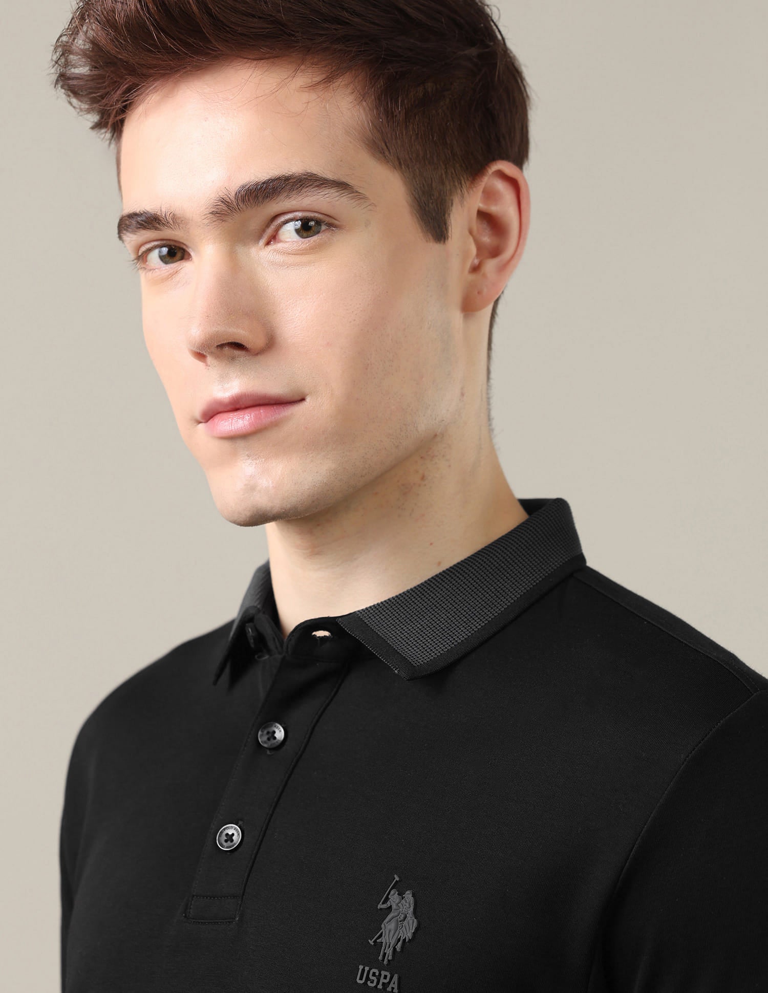 Solid Slim Fit Polo Shirt Black - U.S. Polo Assn. India | Large