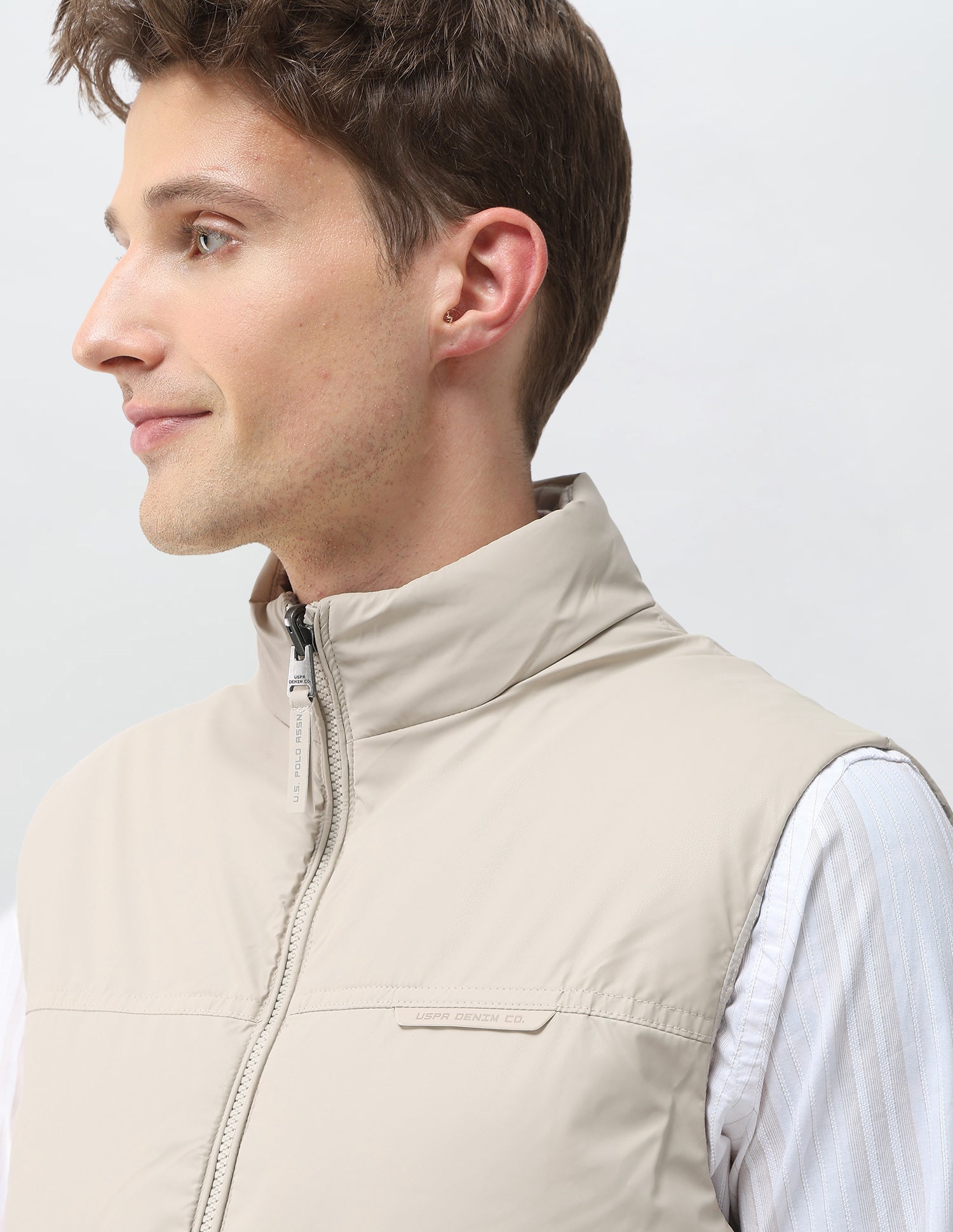 Reversible Brand Printed Puffer Jacket Beige - U.S. Polo Assn. India | Large