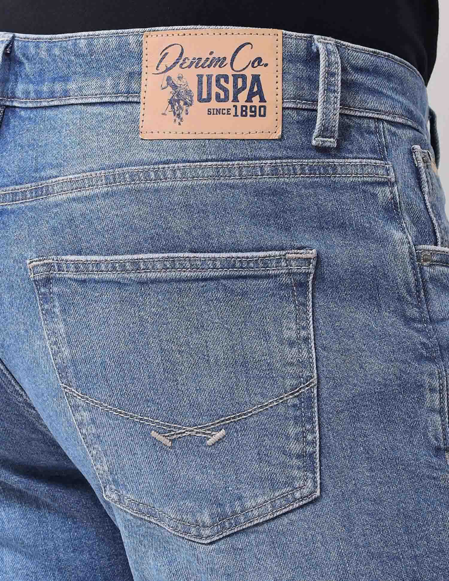 Harold Slim Straight Fit Blue Jeans Mid Wash - U.S. Polo Assn. India | Large