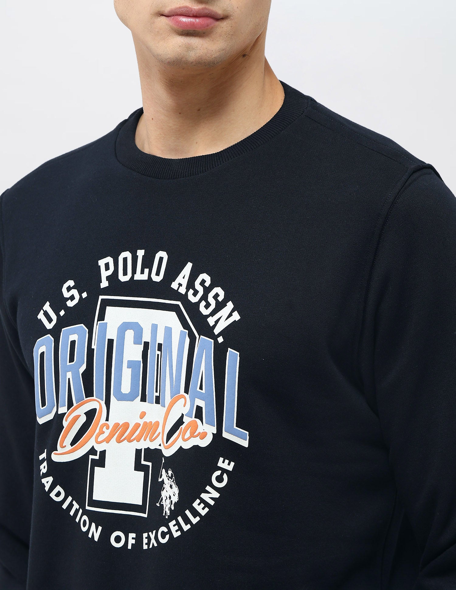 Graphic Brand Printed Regular Fit Sweatshirt Navy - U.S. POLO ASSN. | Large