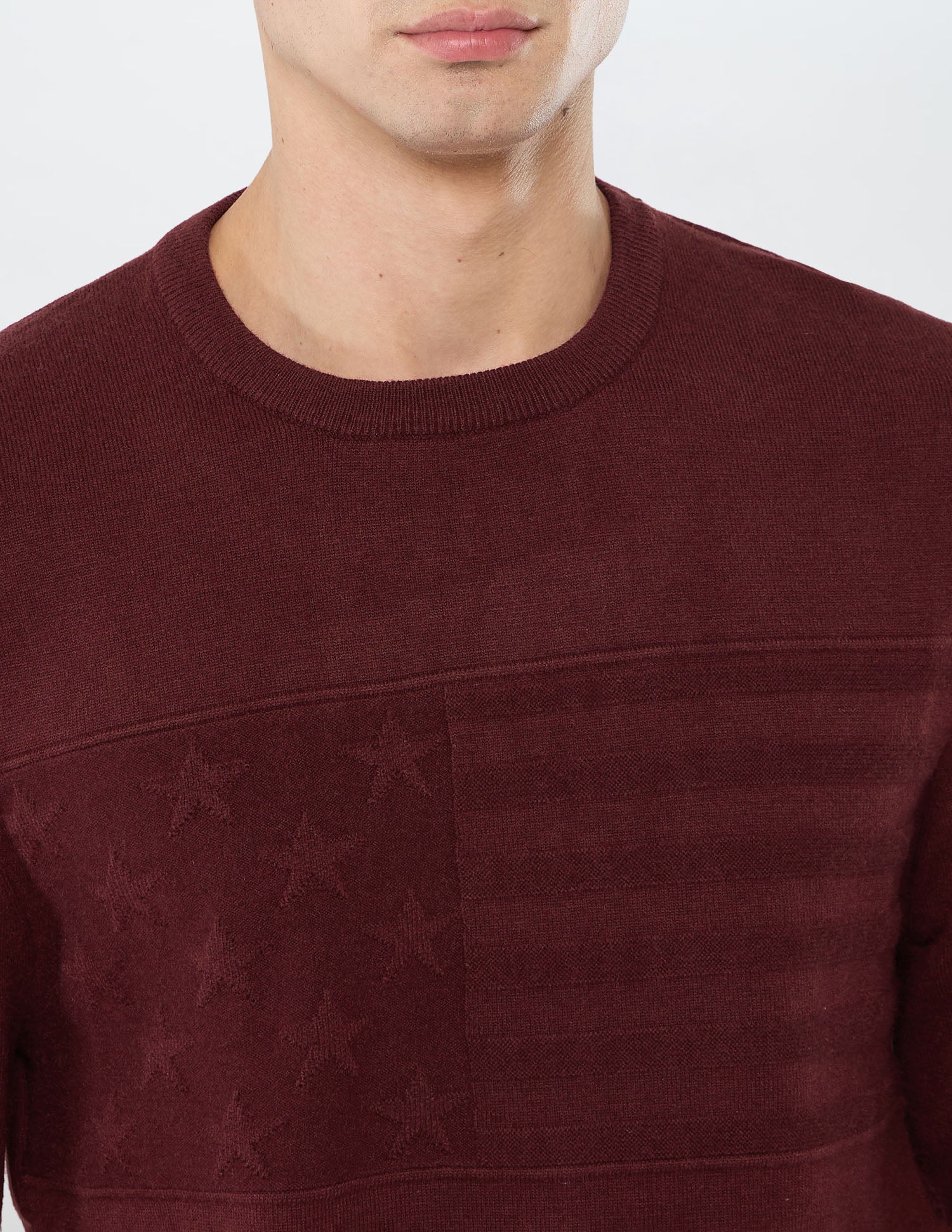 Graphic Patterned Knit Regular Fit Sweater Maroon - U.S. POLO ASSN. | Large