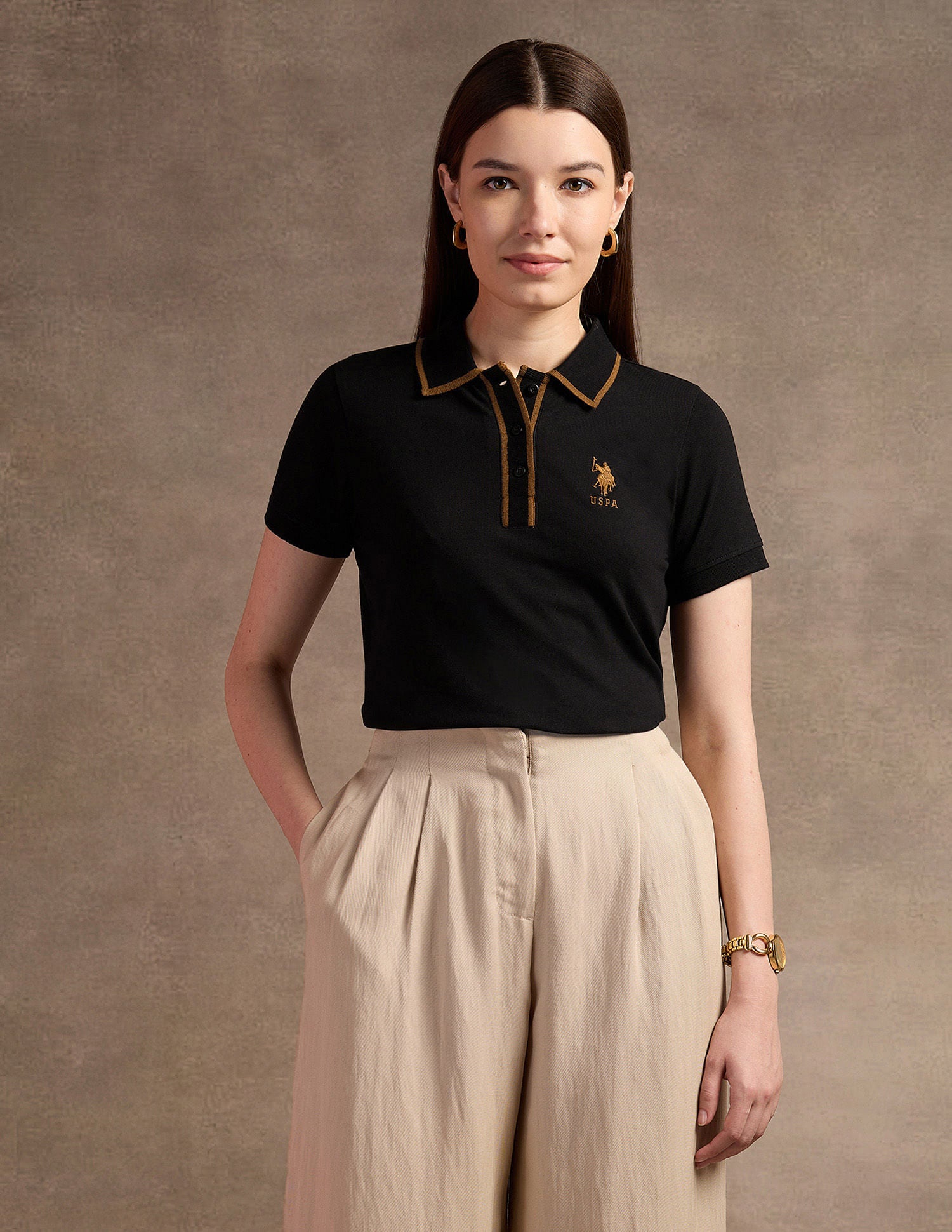 Tipped Placket Polo Shirt Black - U.S. POLO ASSN. | Large