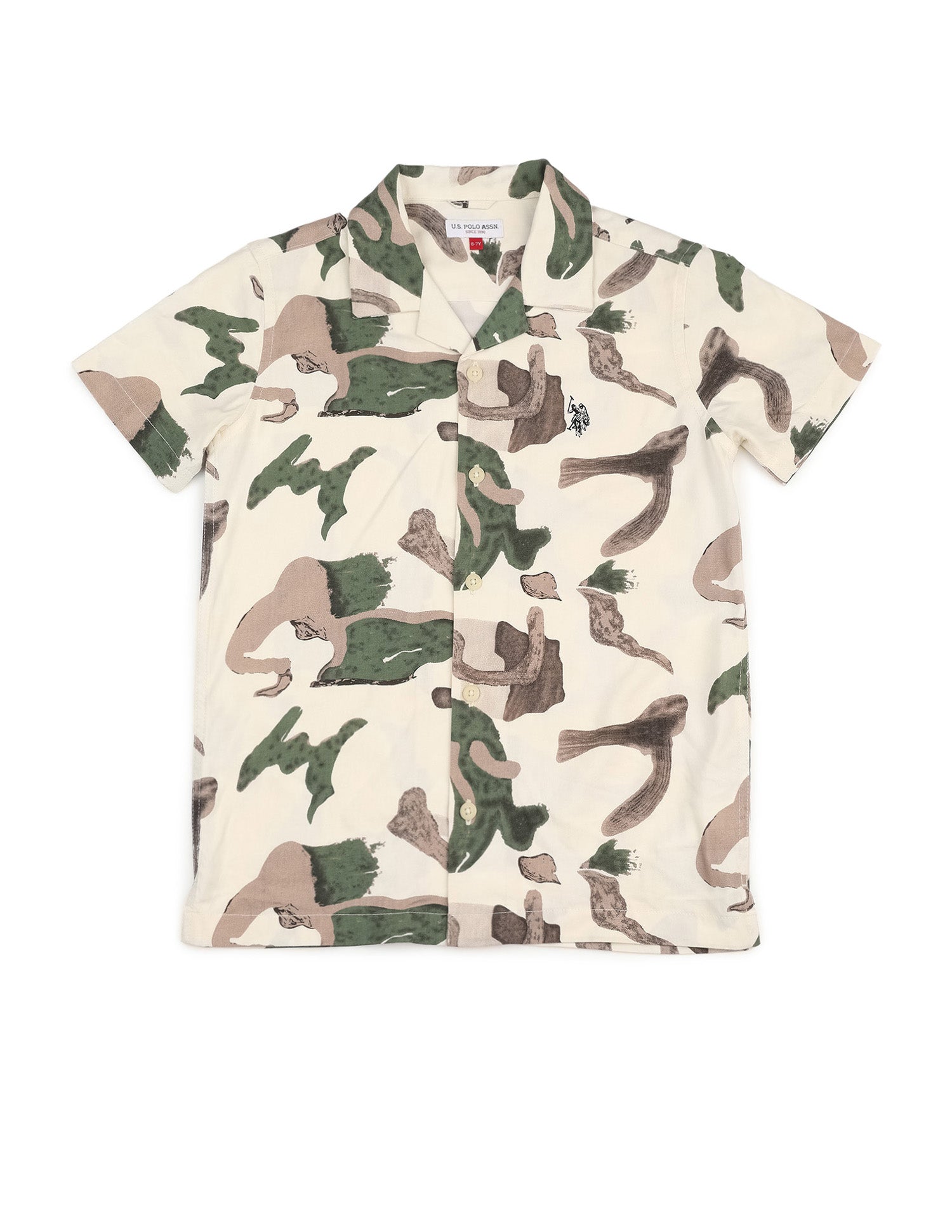 Boys Abstract Printed Cuban Shirt Green - U.S. POLO ASSN. | Large