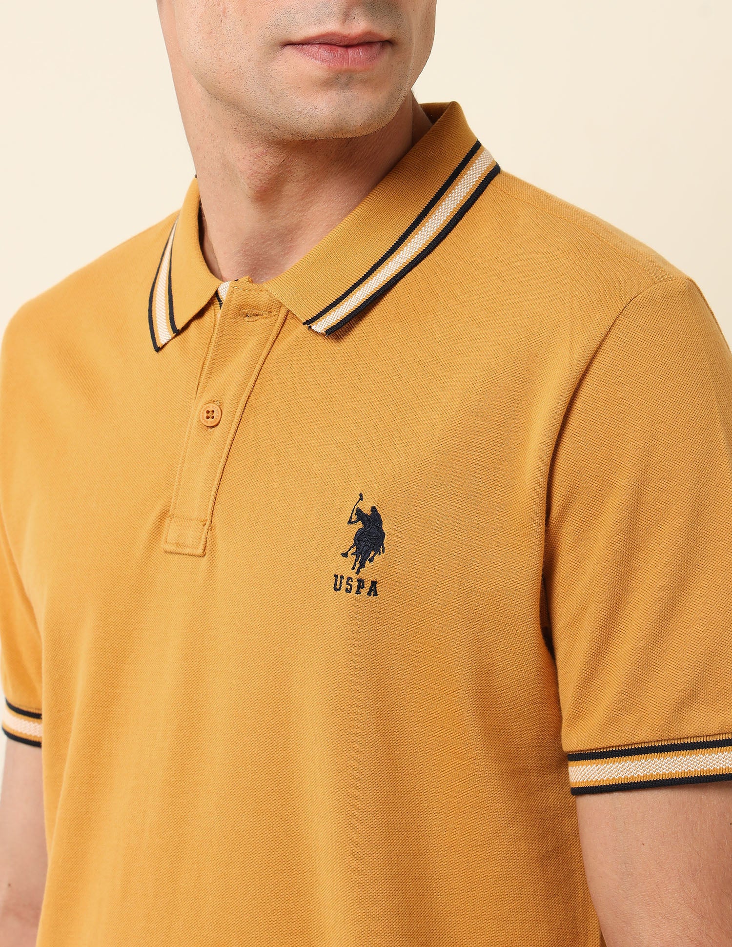 Pure Cotton Slim Fit Polo Shirt Mustard - U.S. Polo Assn. India | Large