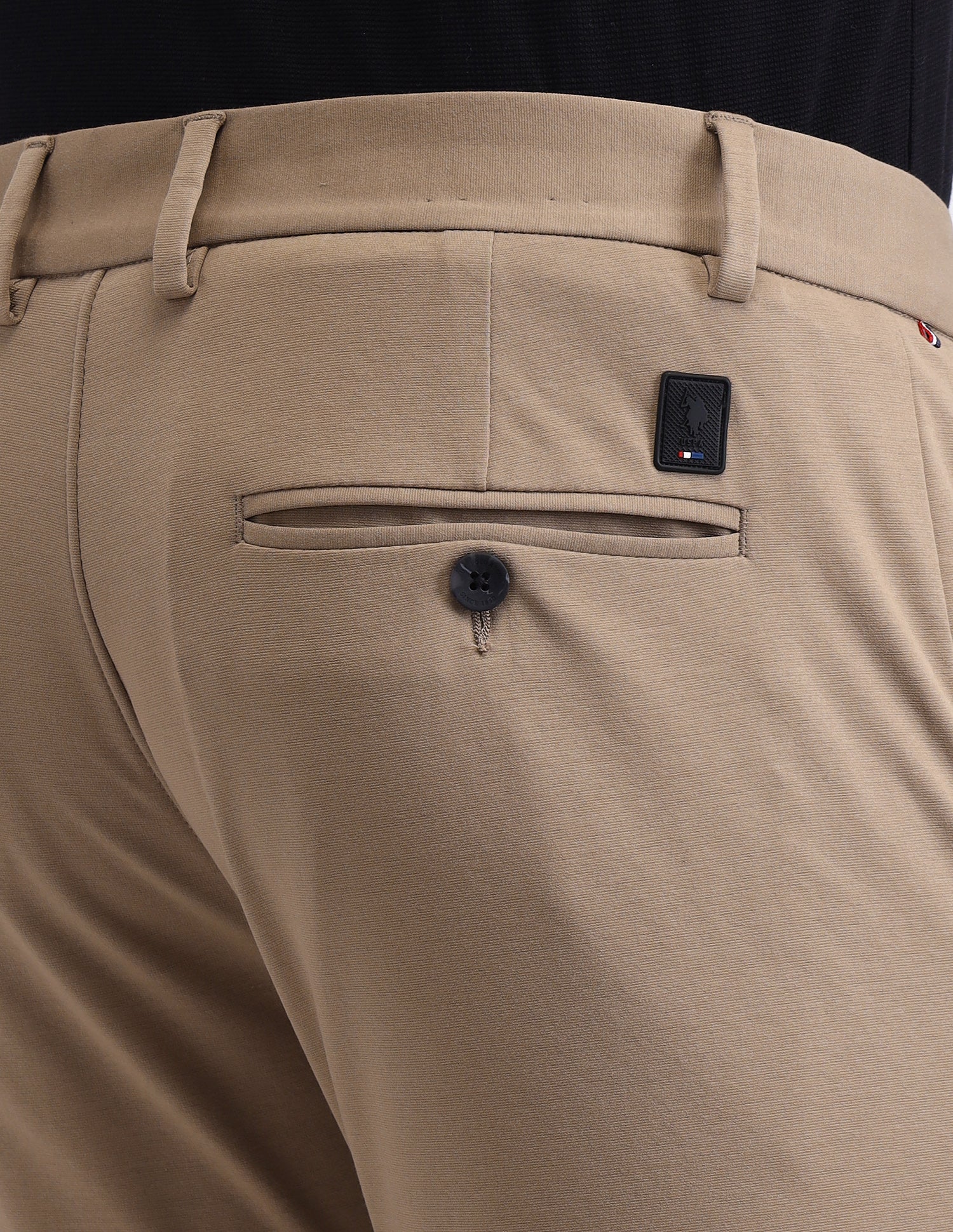 Austin Slim Fit Solid Trousers Khaki - U.S. Polo Assn. India | Large