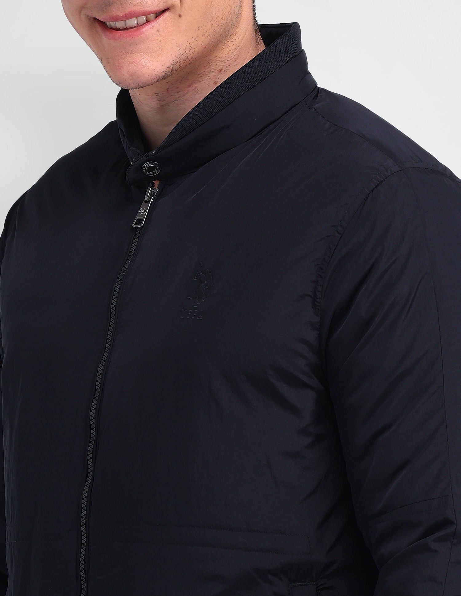 Regular Fit Solid Casual Jacket Navy - U.S. Polo Assn. India | Large