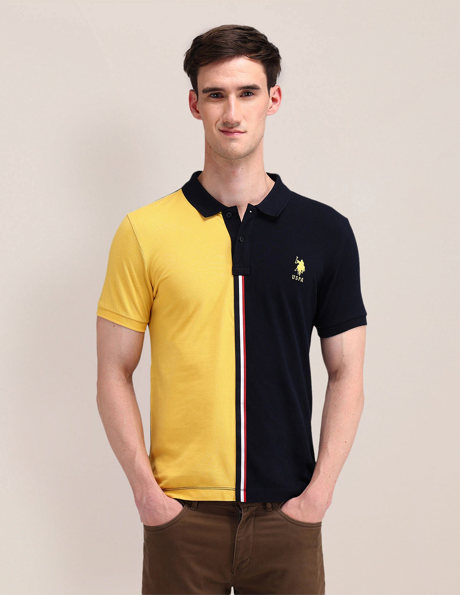 Slim Fit Colourblocked Polo Shirt Navy - U.S. Polo Assn. India | Large