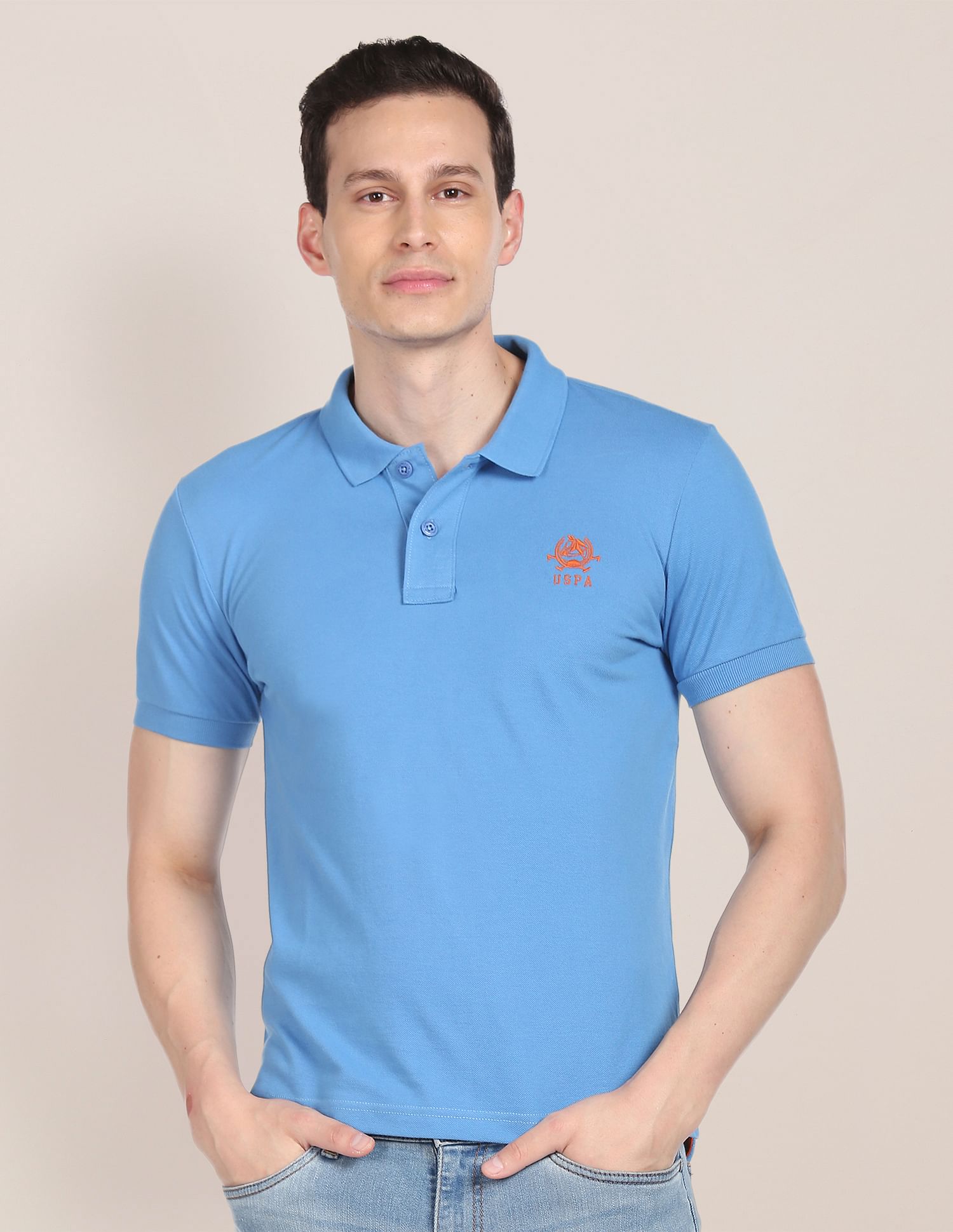 Solid Pique Polo Shirt Light Blue - U.S. Polo Assn. India | Large