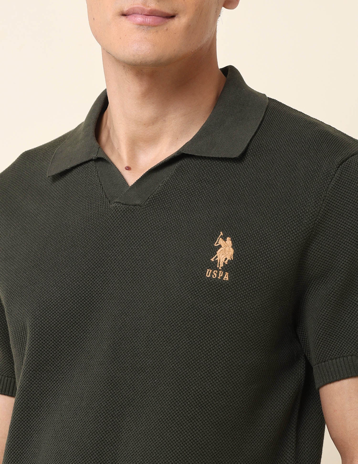 Slim Fit Monochrome Polo Shirt Olive - U.S. Polo Assn. India | Large