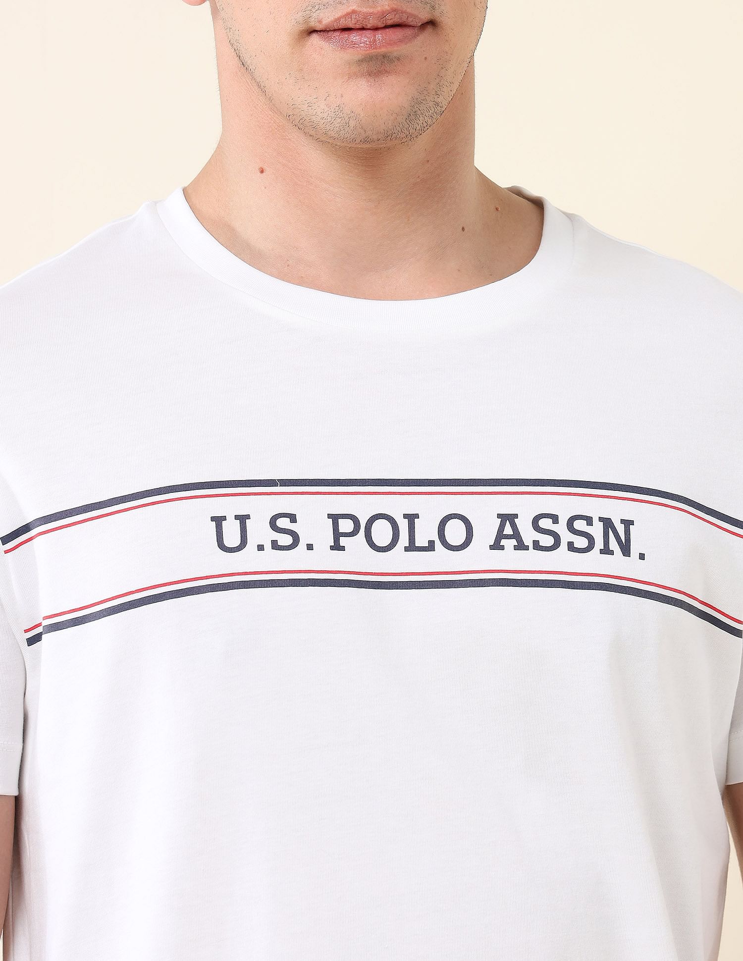 Slim Fit Brand Printed T-Shirt White - U.S. Polo Assn. India | Large