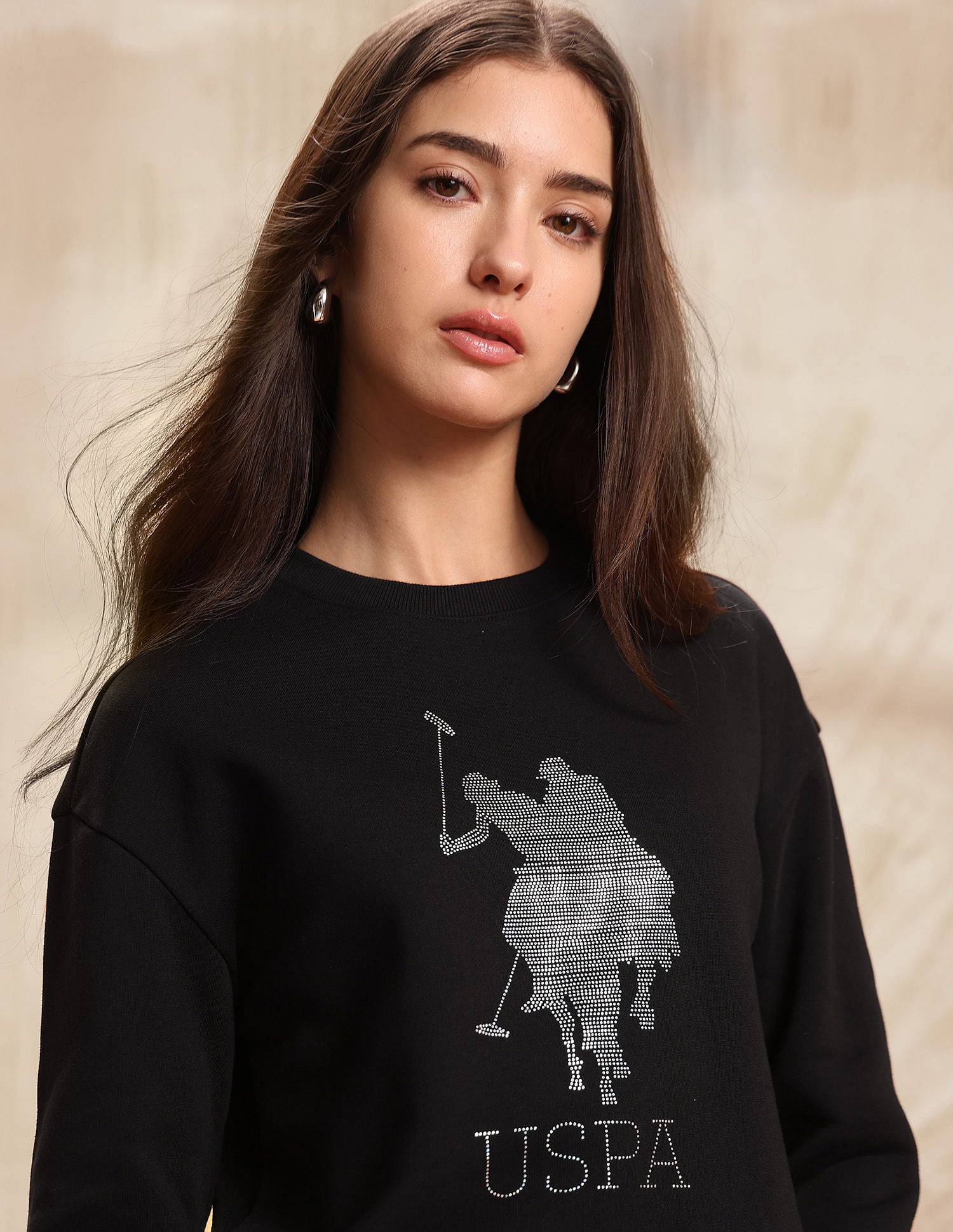 Drop Shoulder Brand Printed Sweatshirt Black - U.S. POLO ASSN. | Large