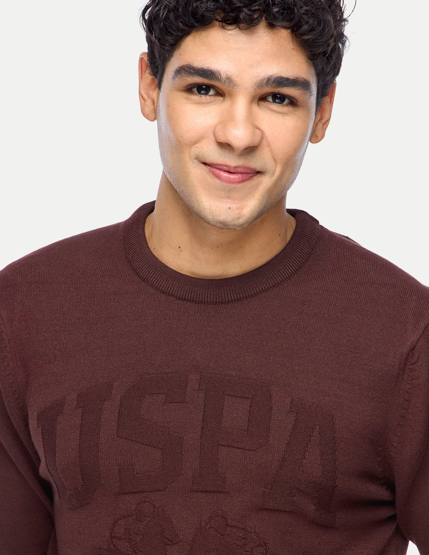 Brand Embossed Regular Fit Sweater Dark Brown - U.S. Polo Assn. India | Large