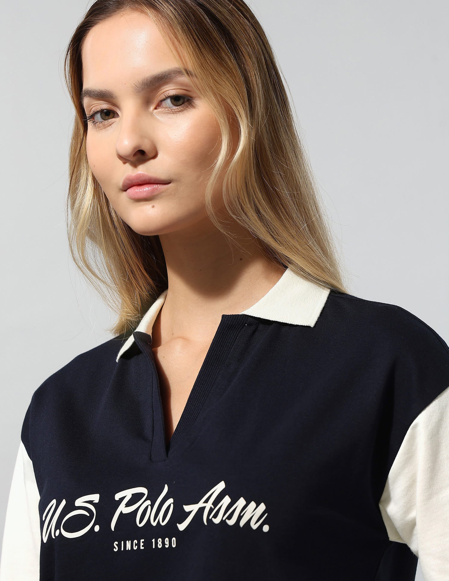 Colourblocked Brand Printed Sweatshirt Blue - U.S. Polo Assn. India | Large