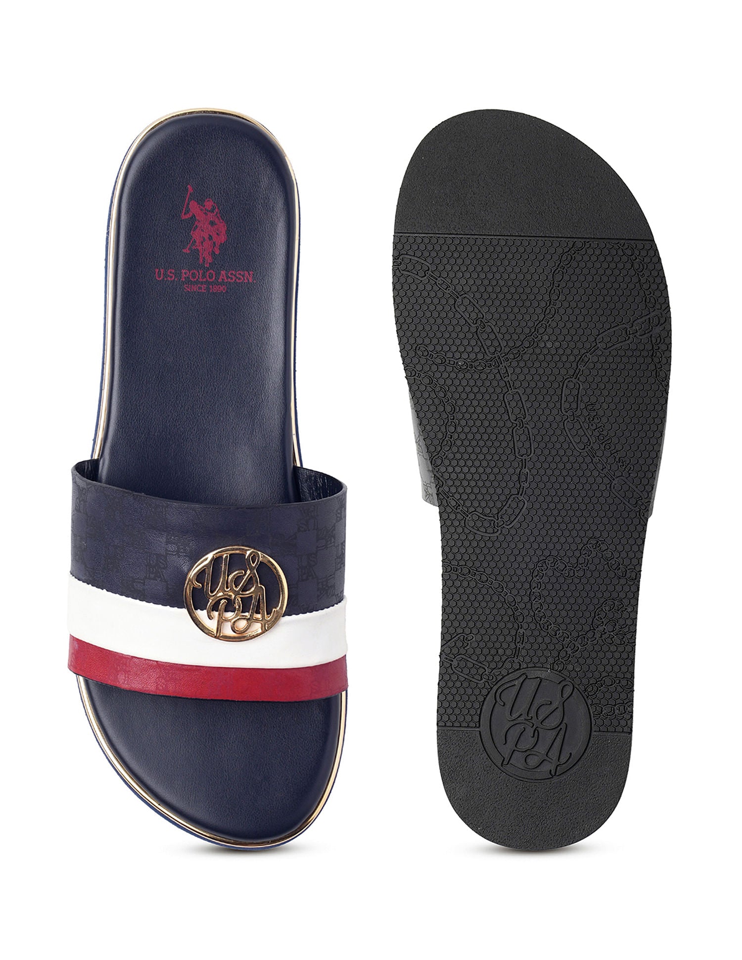 Women Colour Blocked Flat Slippers Navy - U.S. POLO ASSN. | Large