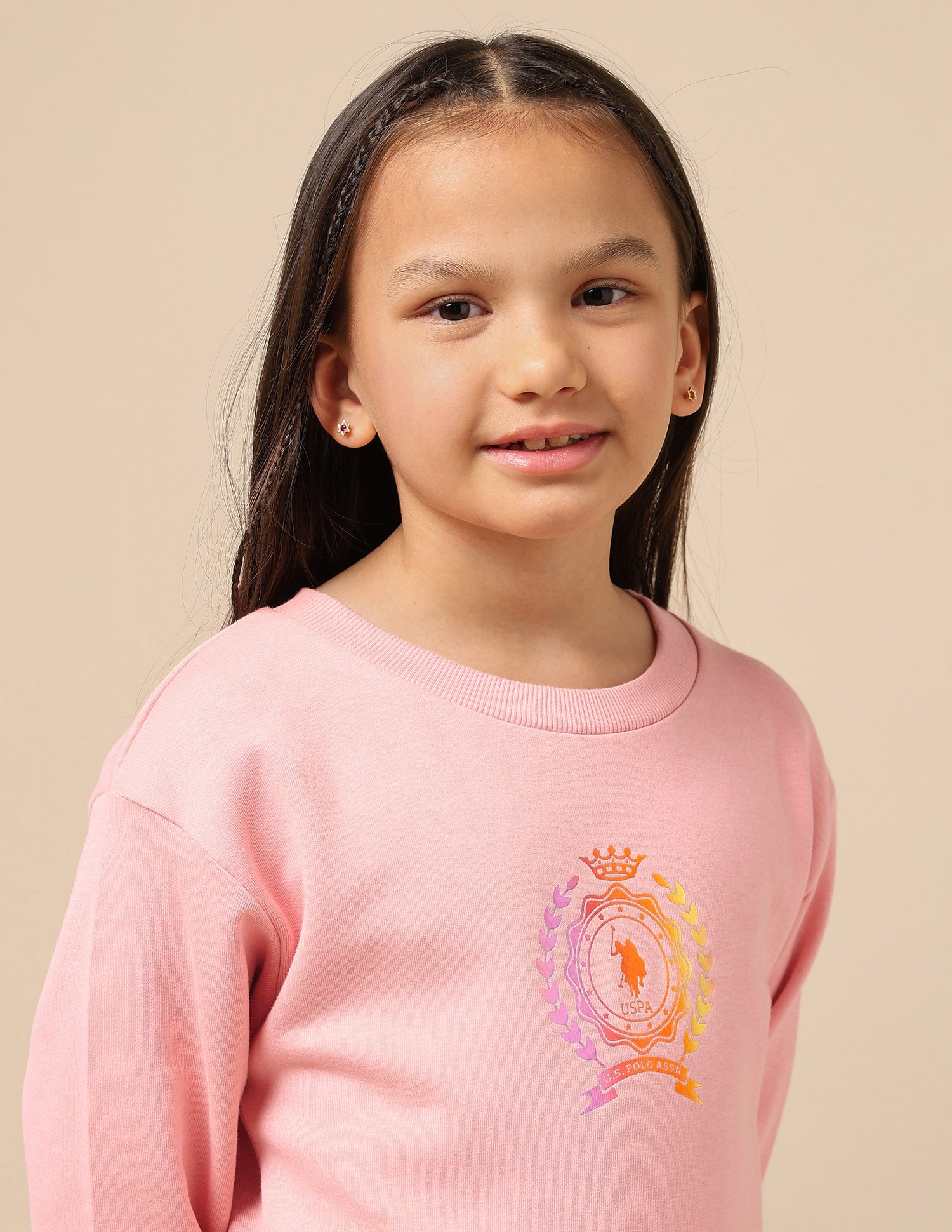 Girls Graphic Print Sweatshirt Light Pink - U.S. POLO ASSN. | Large
