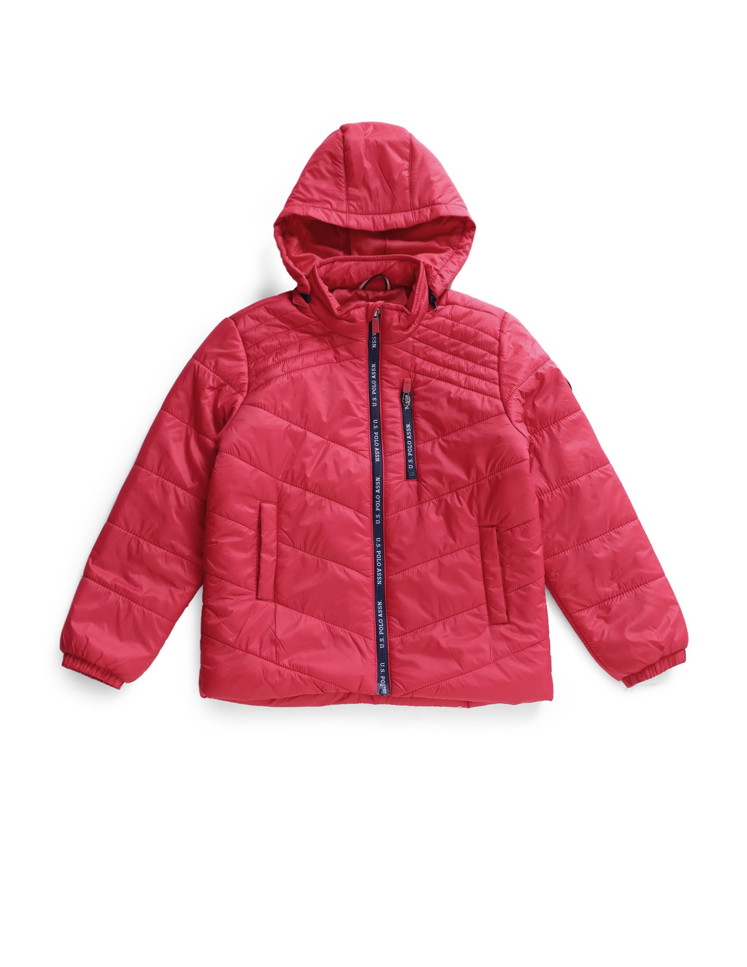 Detachable Hood Solid Padded Jacket Red - U.S. POLO ASSN. | Large
