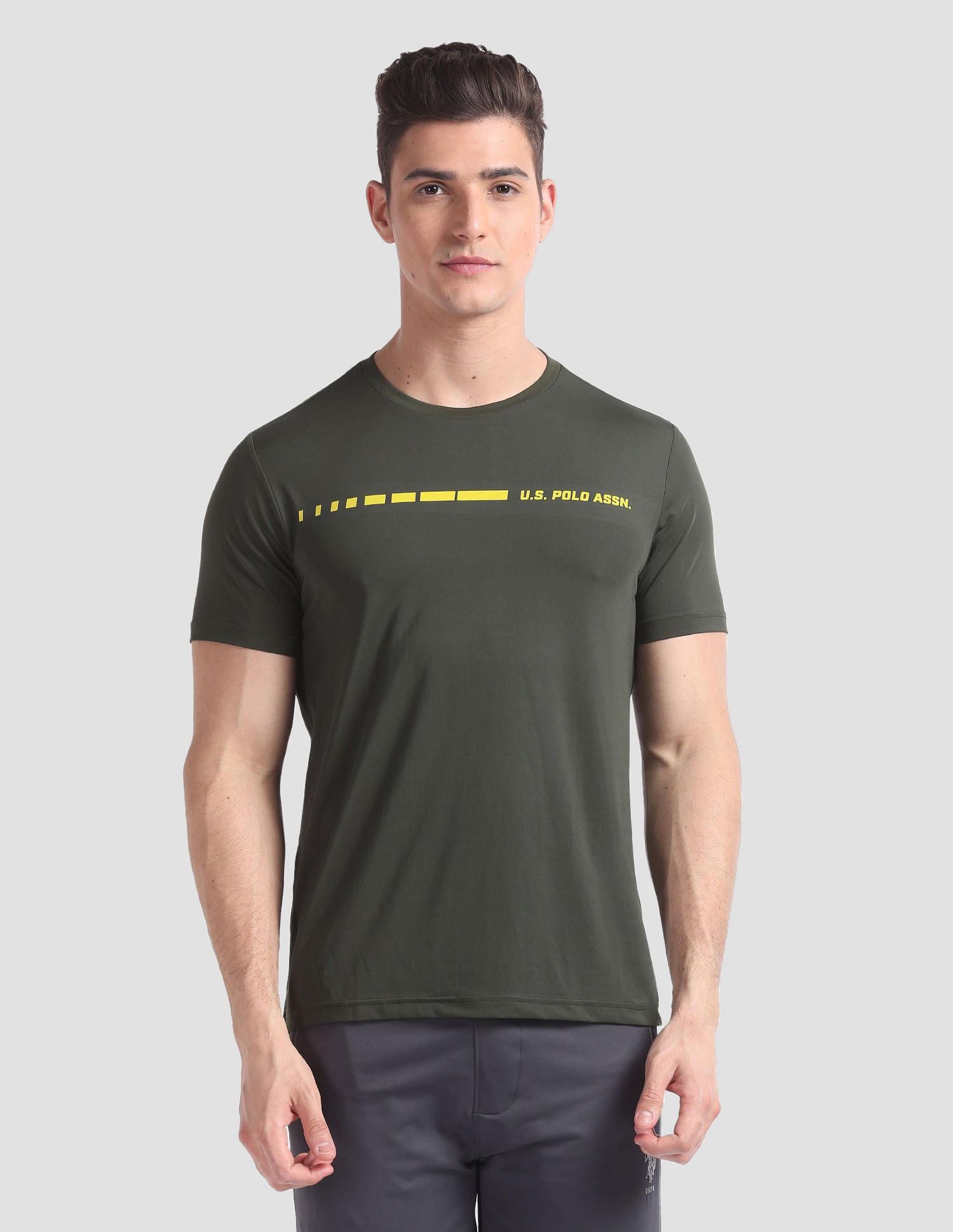 Small Brand Print AE001 Lounge T-Shirt - Pack Of 1 Olive - U.S. POLO ASSN. | Large