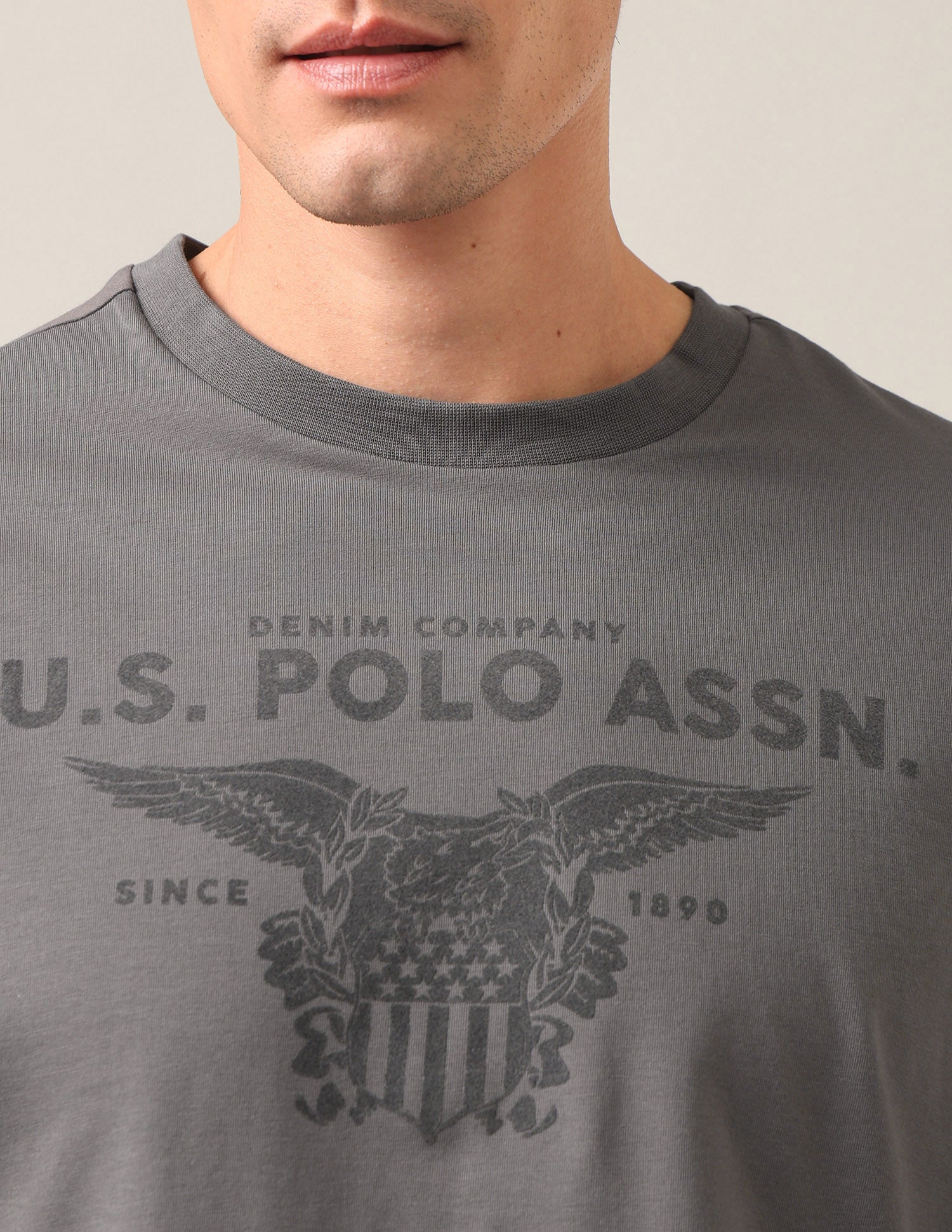 Graphic Brand Printed Slim Fit T-Shirt Grey - U.S. Polo Assn. India | Large