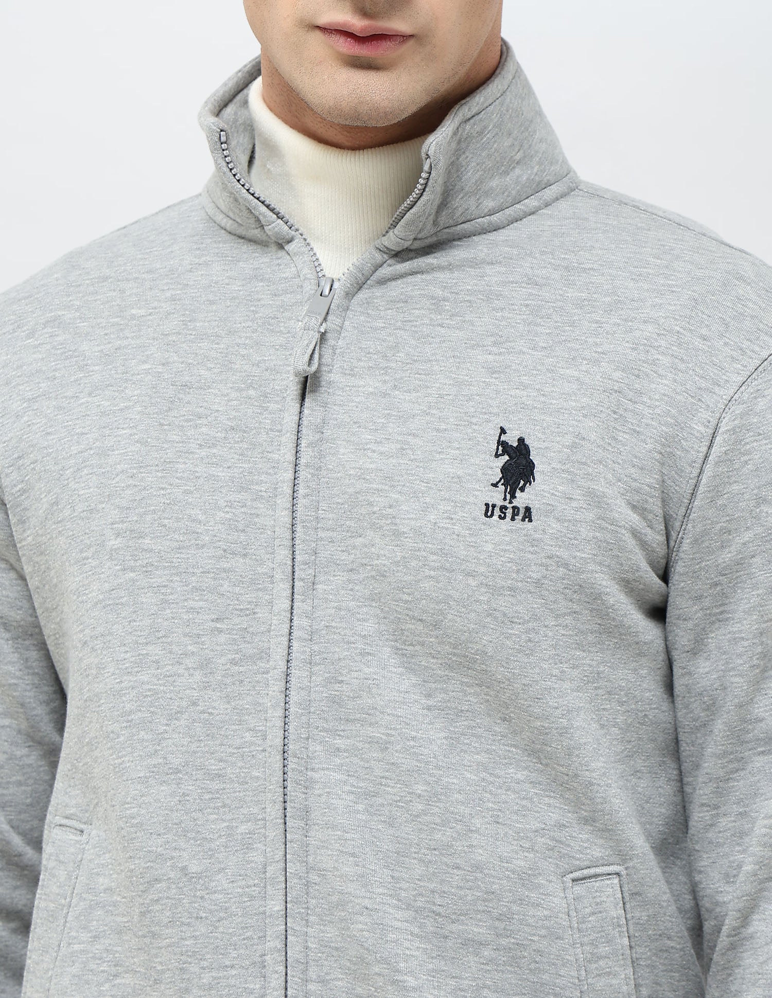 Heathered Regular Fit Sweatshirt Grey - U.S. POLO ASSN. | Large