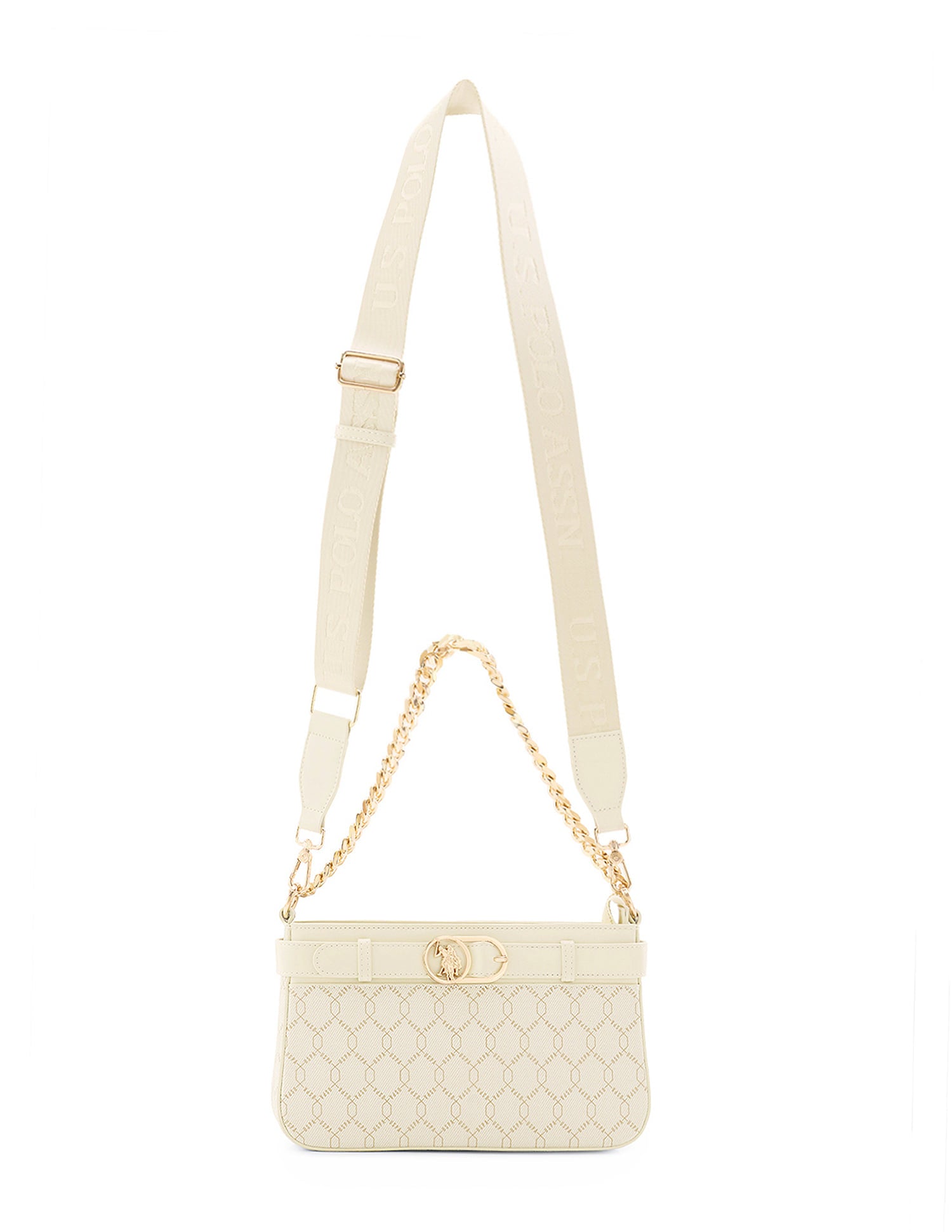 Corina Brand Printed Shoulder Bag Off White - U.S. Polo Assn. India | Large