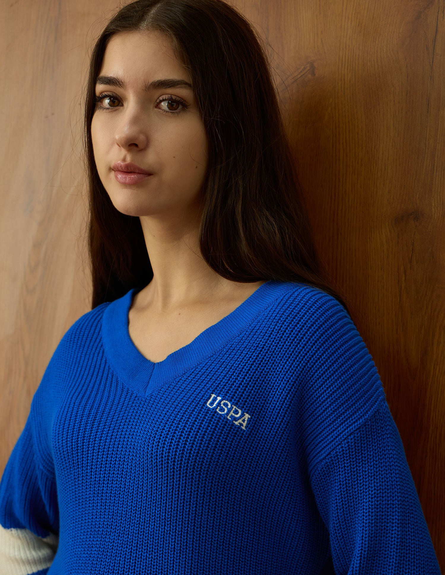 Drop Shoulder Fit Solid Sweater Blue - U.S. POLO ASSN. | Large