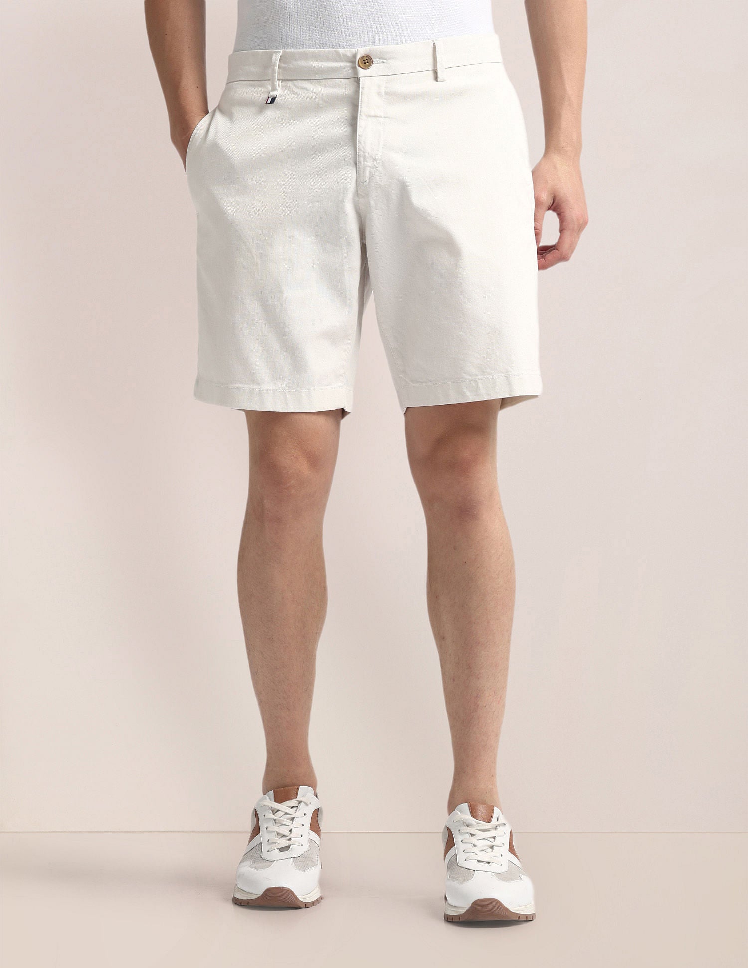 Slim Fit Dobby Shorts Ecru - U.S. Polo Assn. India | Large