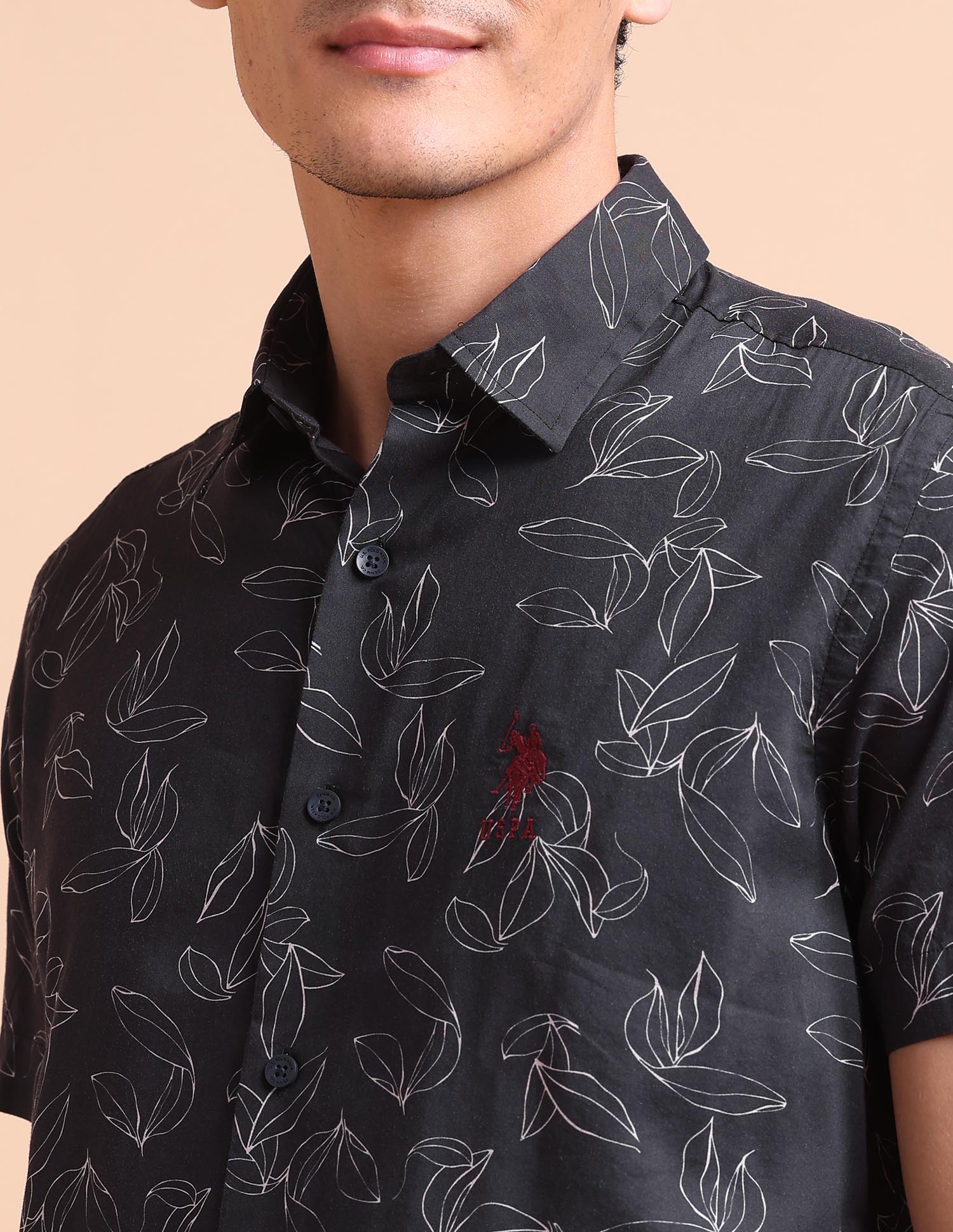 Manhattan Slim Fit All-Over Shirt Navy - U.S. POLO ASSN. | Large