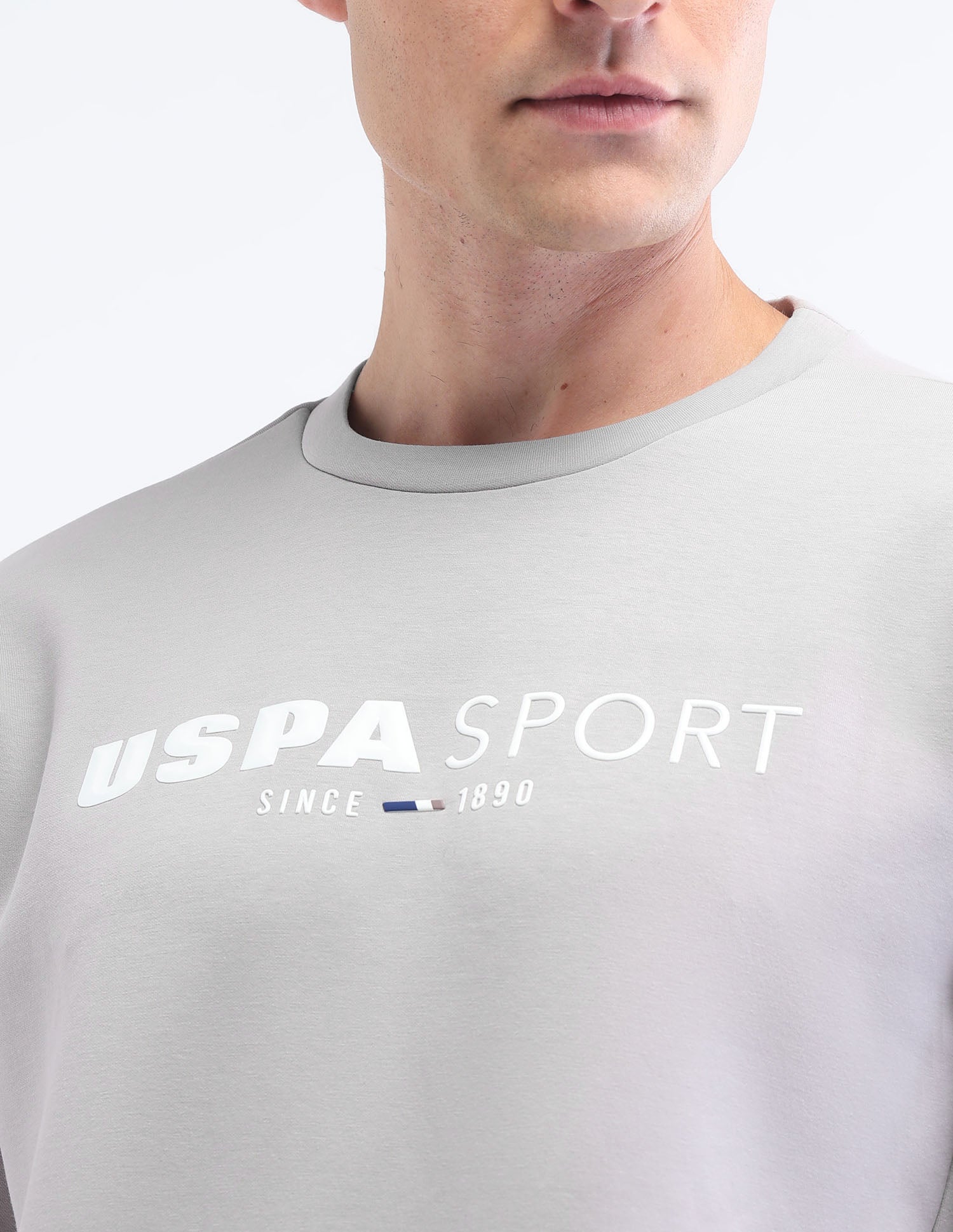 Brand Printed Space Dust Sweatshirt Light Grey - U.S. Polo Assn. India | Large