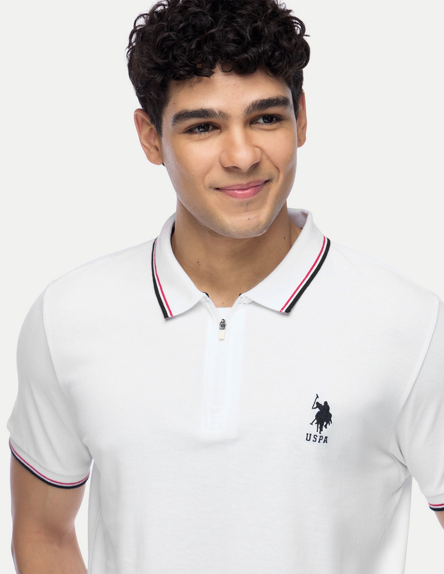 Tipped Zipper Polo Shirt White - U.S. Polo Assn. India | Large