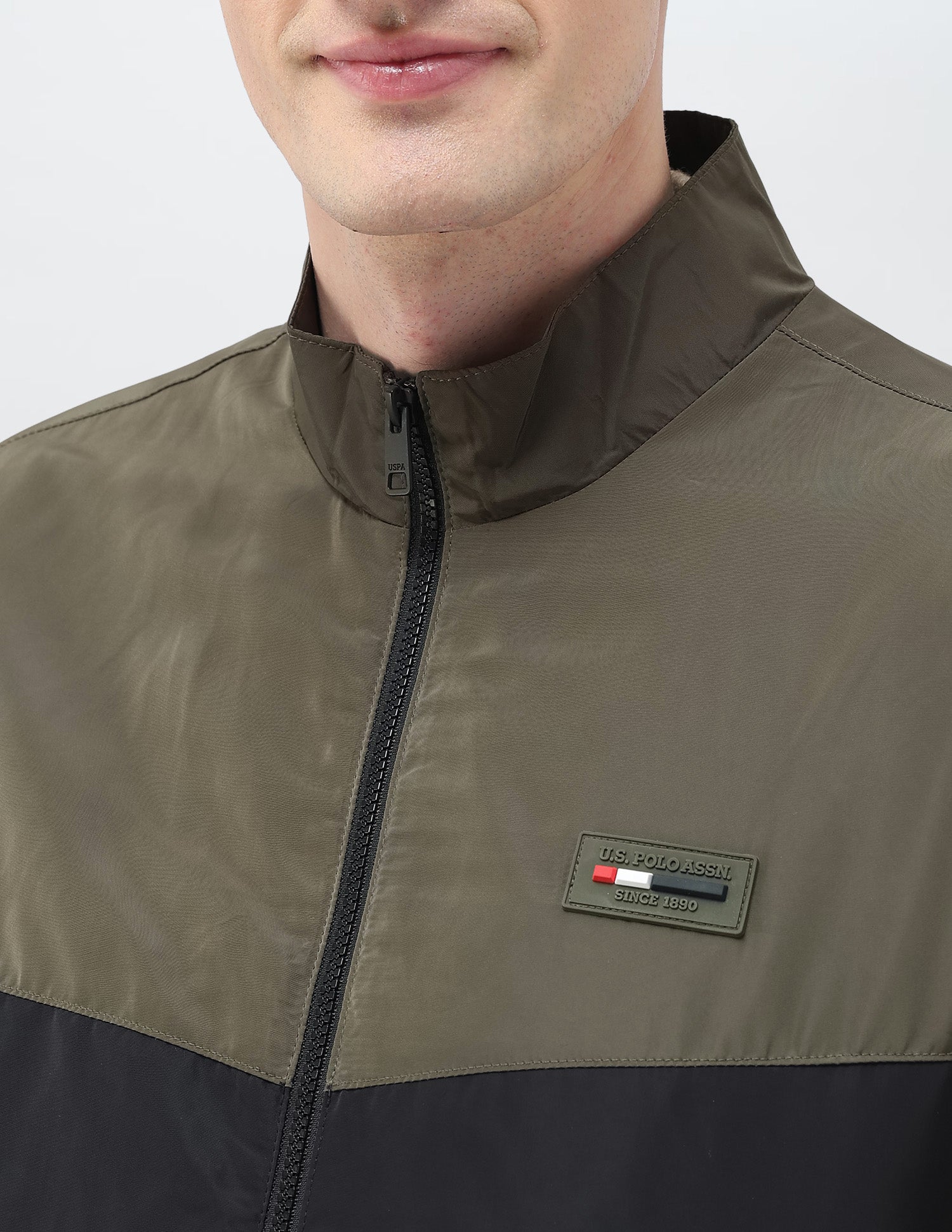 Colour Blocked Windcheater Jacket Olive - U.S. POLO ASSN. | Large