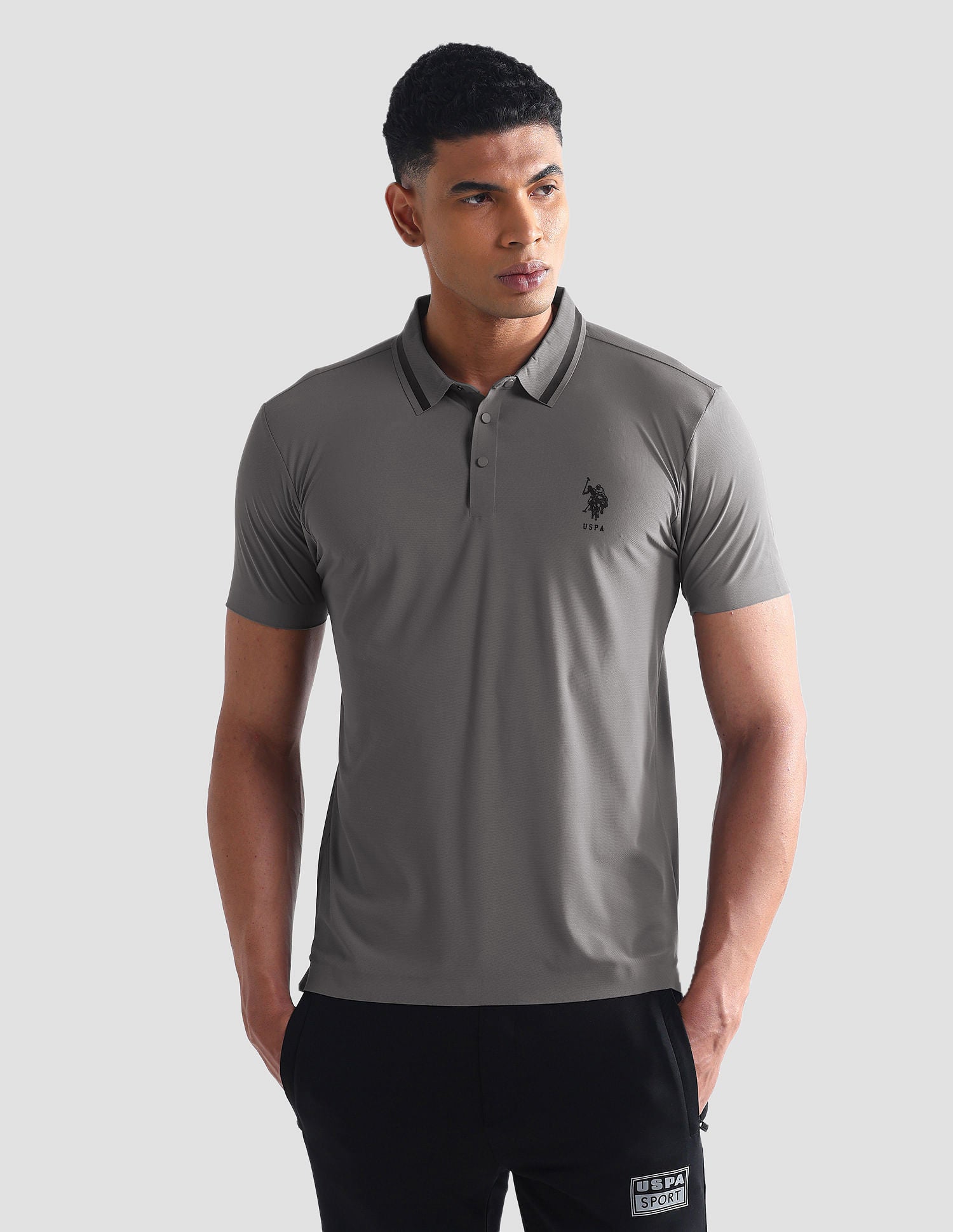 Solid Slim Fit Polo Shirt Grey - U.S. Polo Assn. India | Large