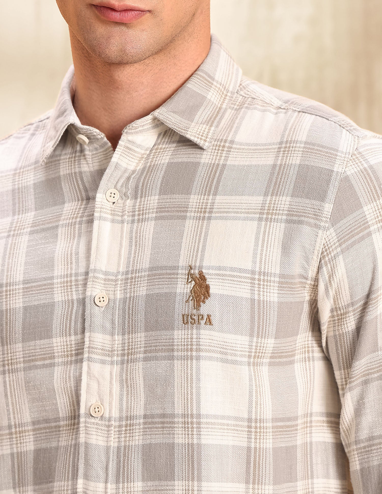 Tartan Checked Legend Of Horseshoe Shirt Grey - U.S. POLO ASSN. | Large