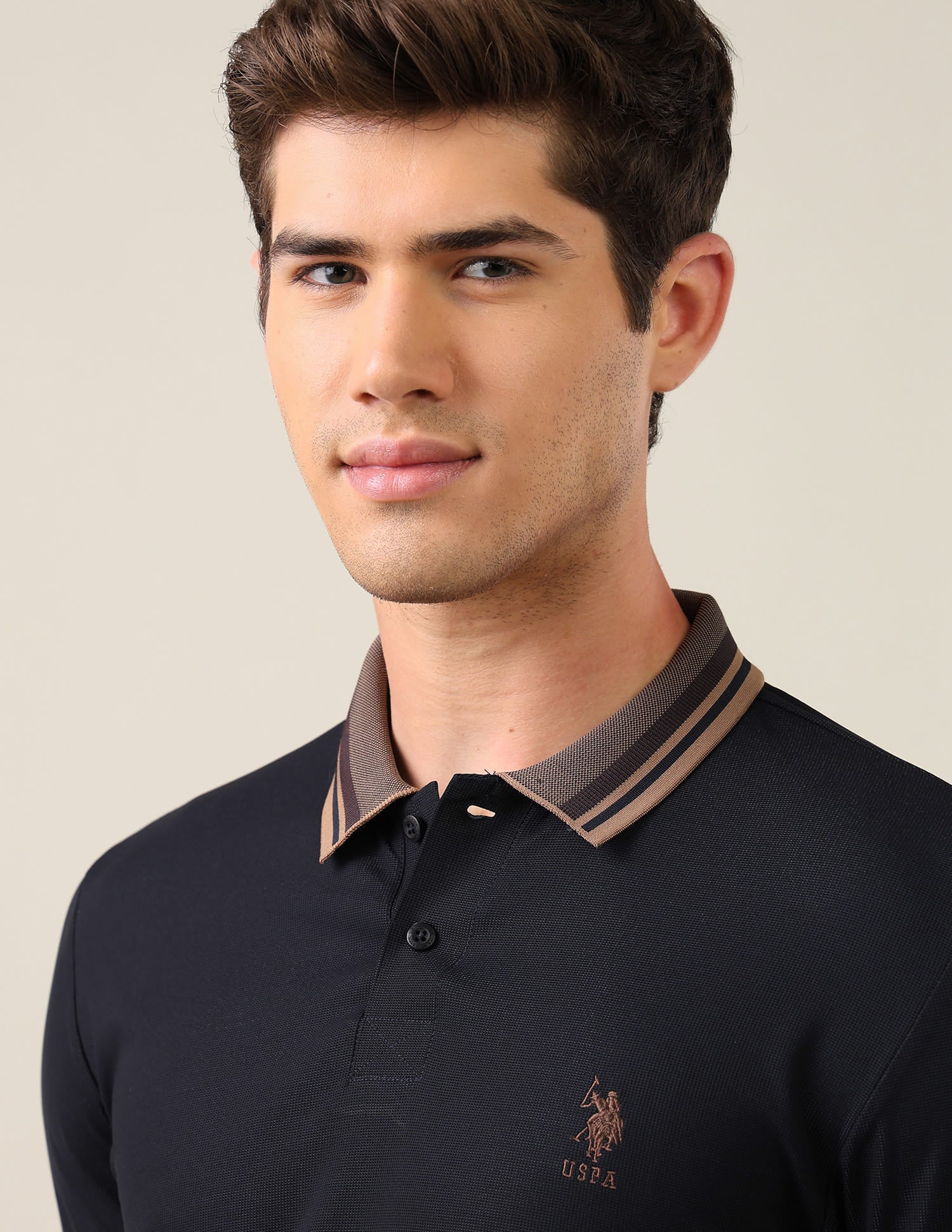 Solid Slim Fit Polo Shirt Blue - U.S. Polo Assn. India | Large