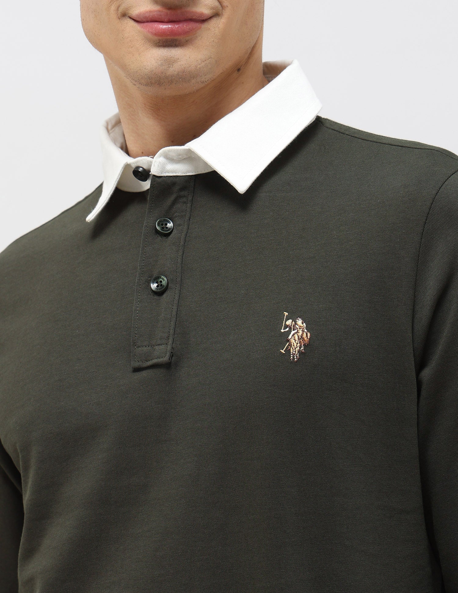 Pure Cotton Muscle Fit Polo Shirt Olive - U.S. POLO ASSN. | Large