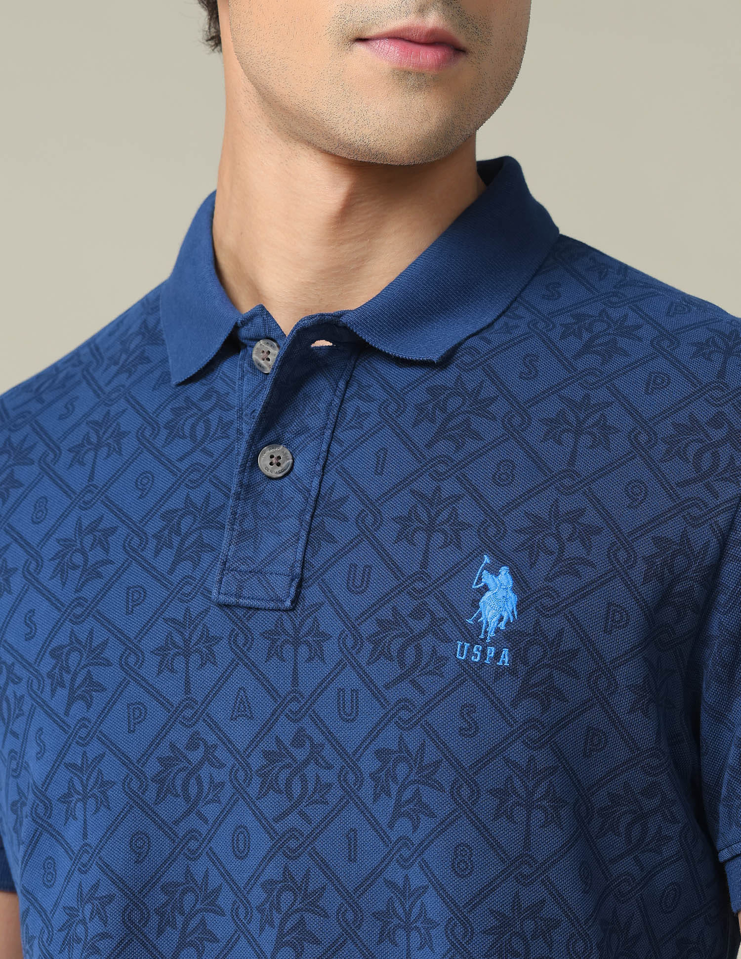 Floral Print Cotton Polo Shirt Navy - U.S. Polo Assn. India | Large