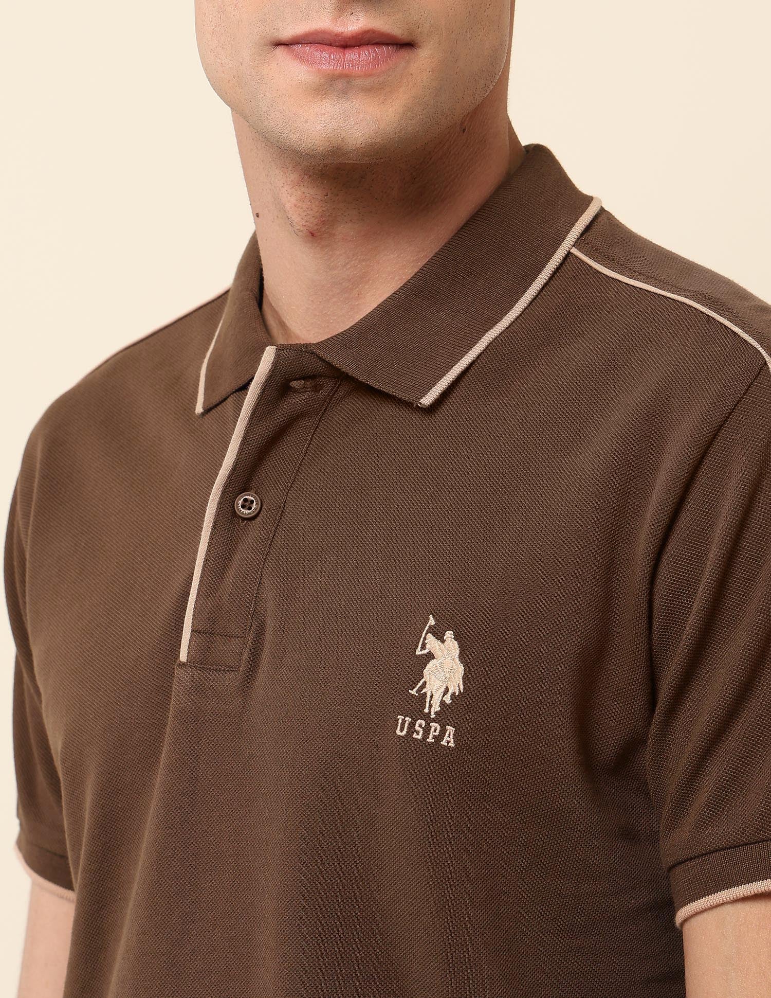 Solid Slim Fit Polo Shirt Dark Brown - U.S. Polo Assn. India | Large
