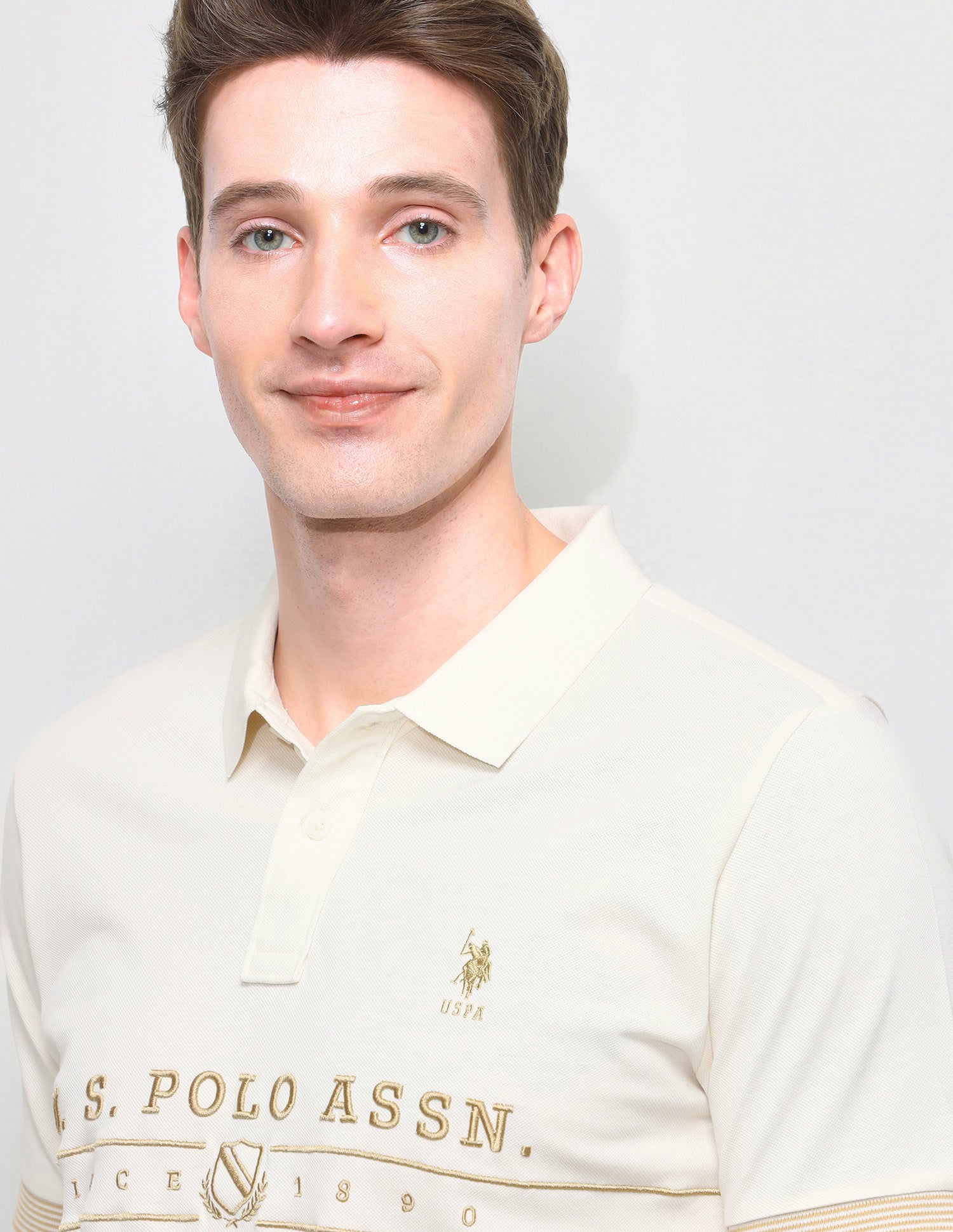 Brand Embroidered Slim Fit Polo Shirt Beige - U.S. Polo Assn. India | Large