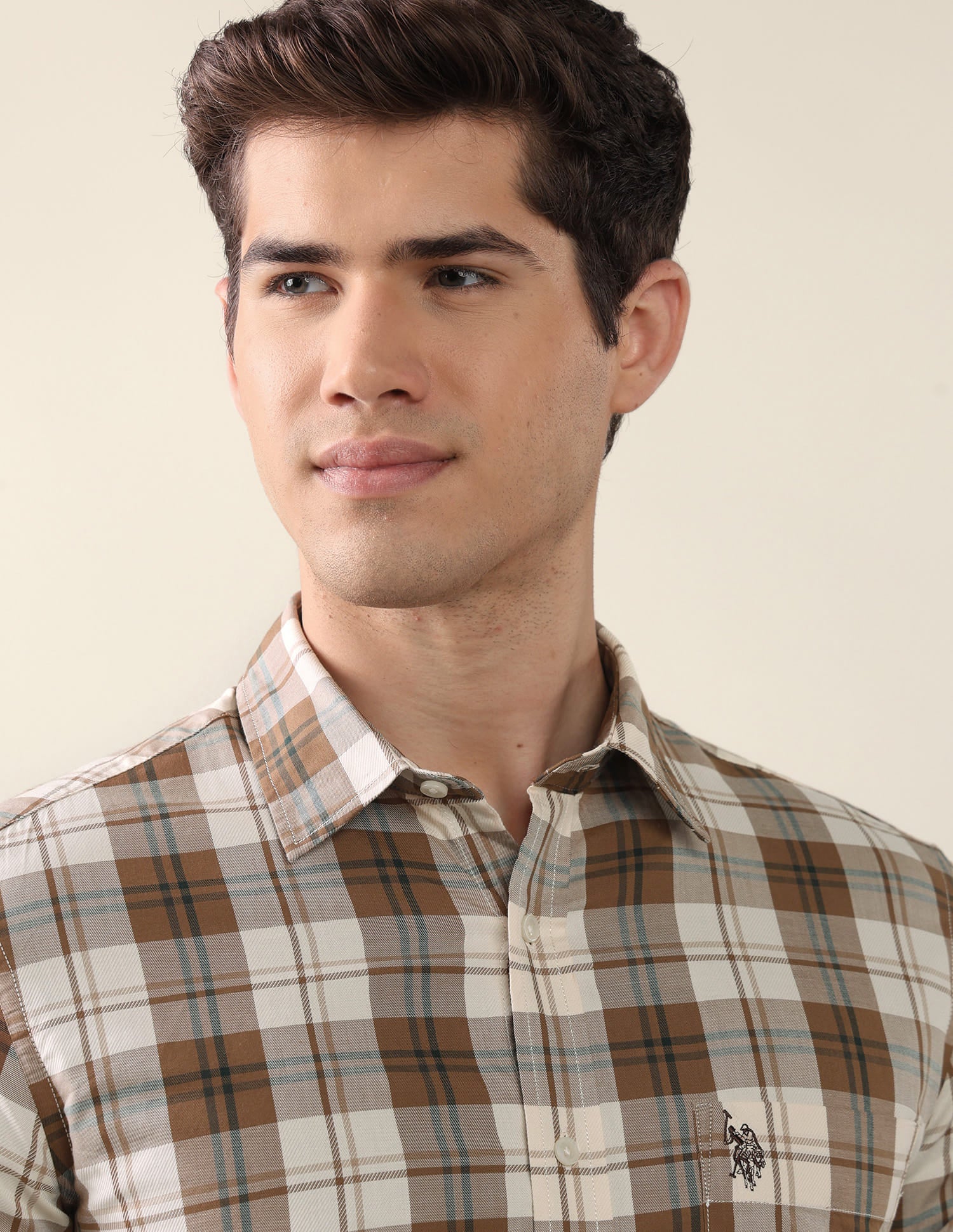 Twill Plaid Checked Shirt Brown - U.S. Polo Assn. India | Large