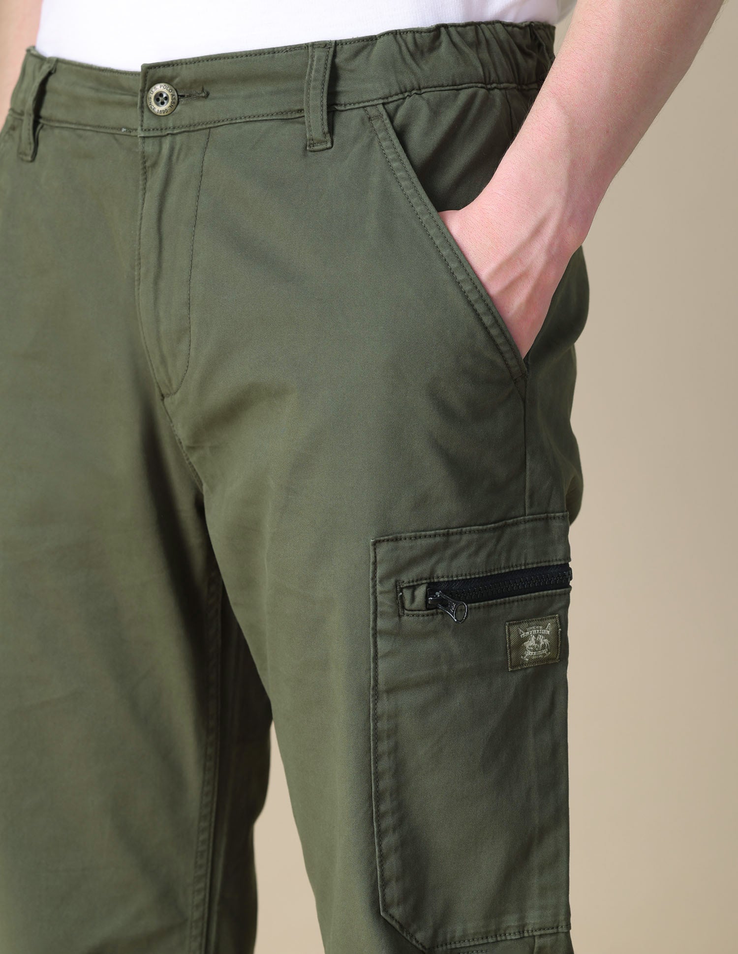 Solid Regular Fit Cargos Olive - U.S. POLO ASSN. | Large