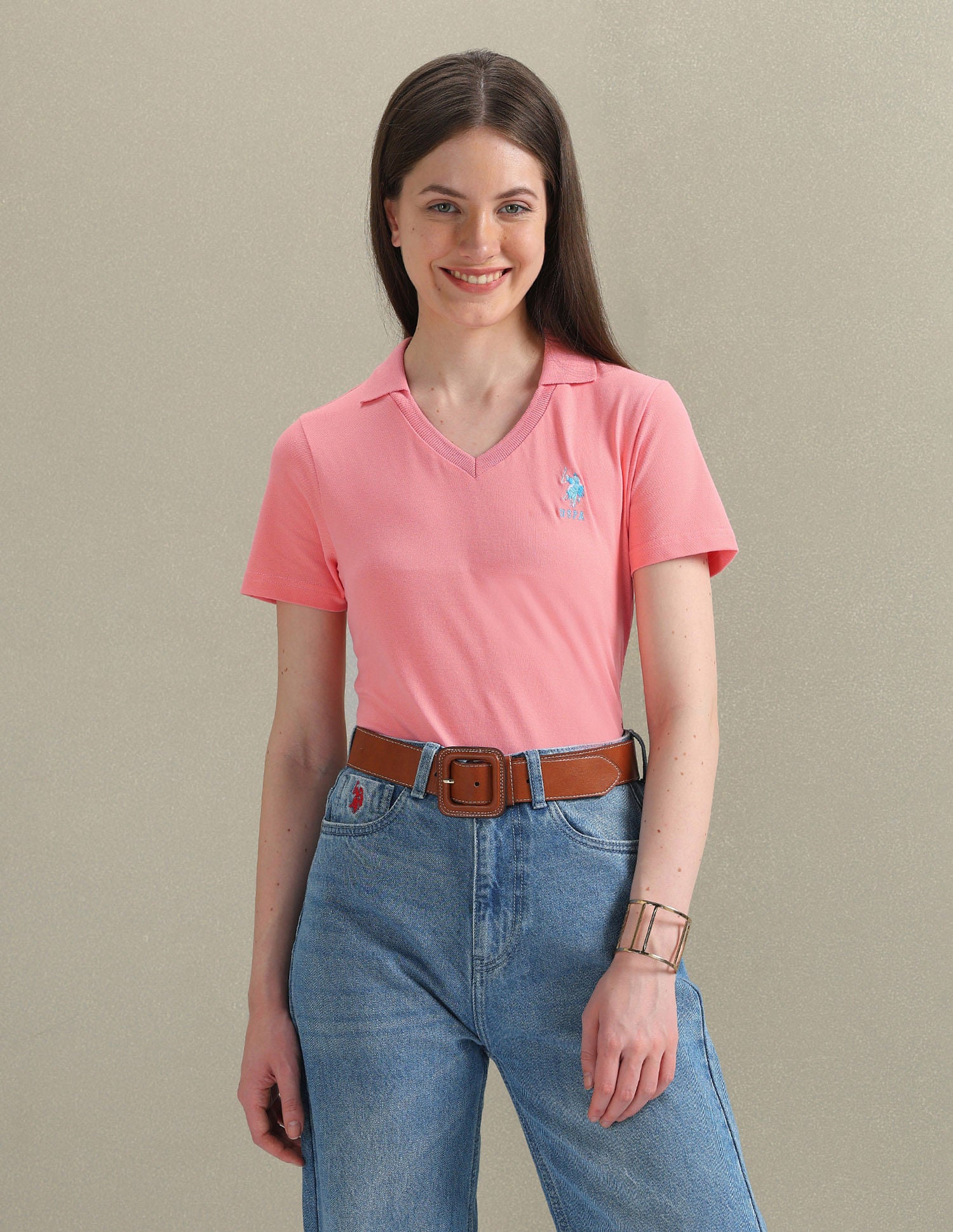 Open Placket Solid Polo Shirt Pink - U.S. POLO ASSN. | Large