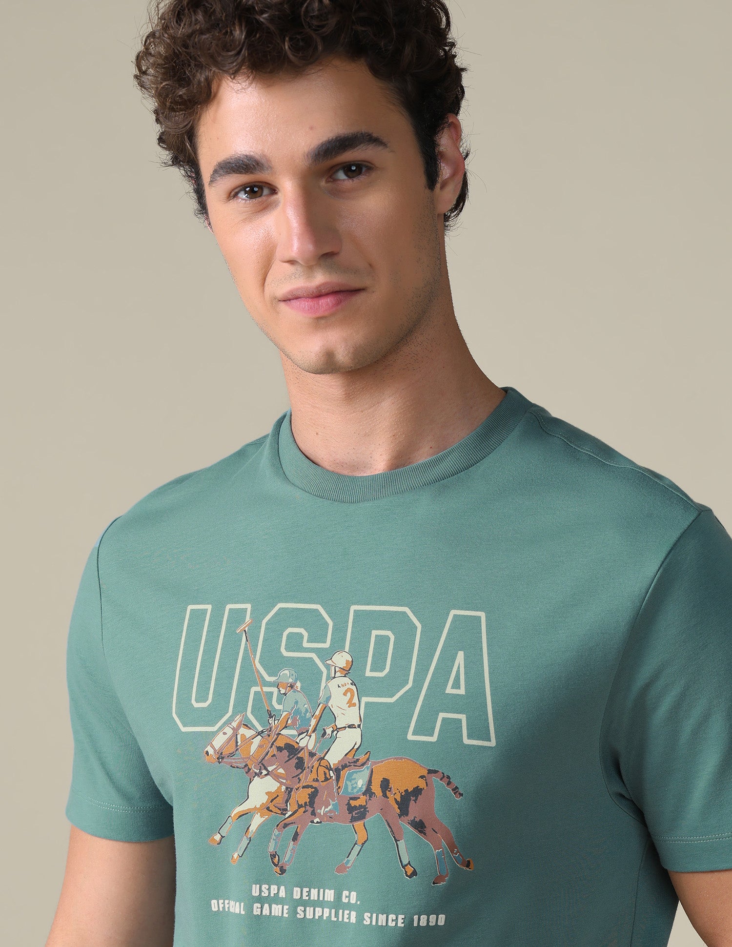 Slim Fit Graphic Brand Printed T-Shirt Green - U.S. Polo Assn. India | Large