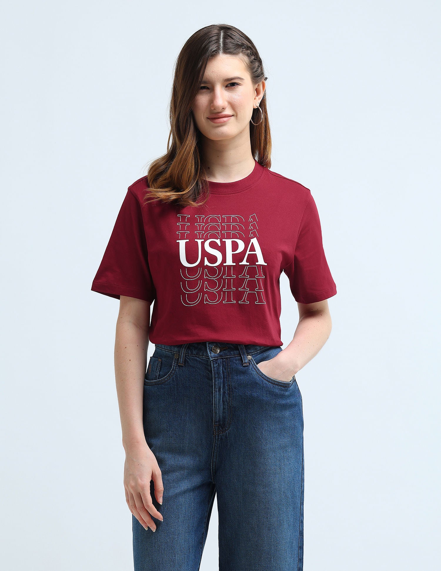 Boxy Fit Graphic T-Shirt Red - U.S. Polo Assn. India | Large