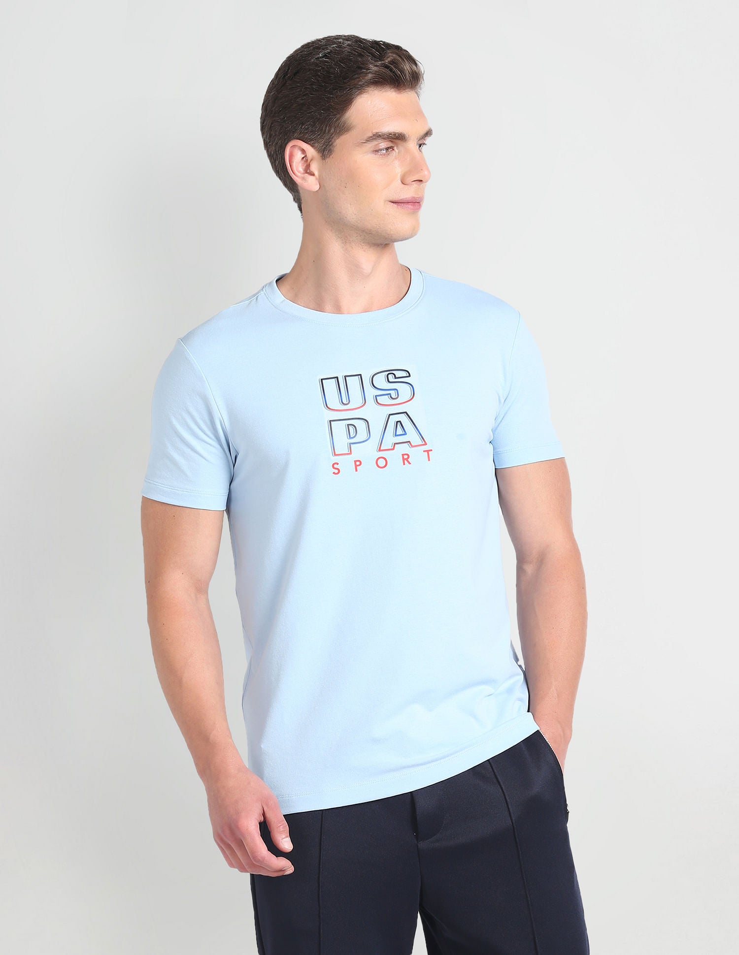 Slim Fit Brand Print T-Shirt Blue - U.S. Polo Assn. India | Large