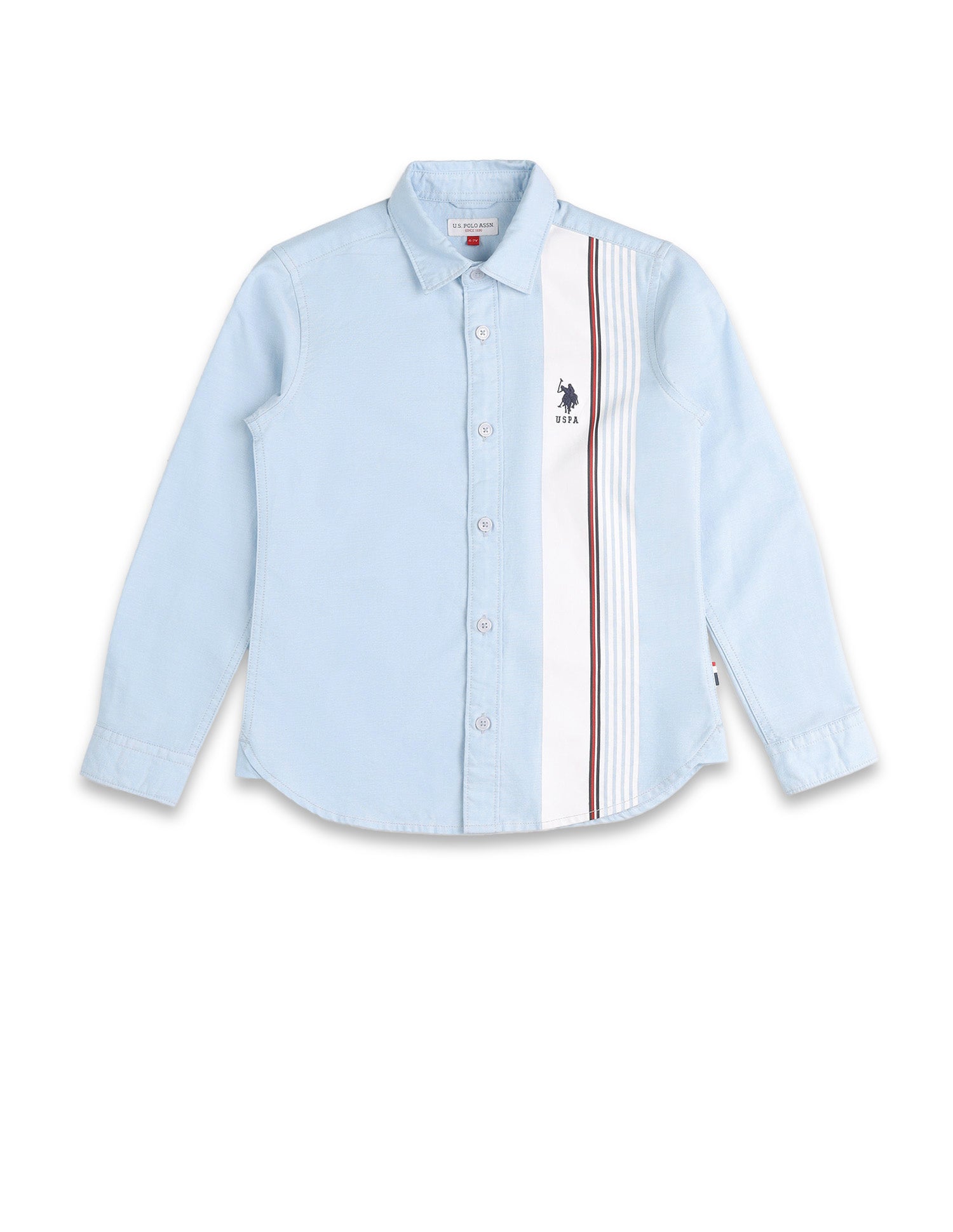Boys Vertical Striped Oxford Shirt Light Blue - U.S. POLO ASSN. | Large