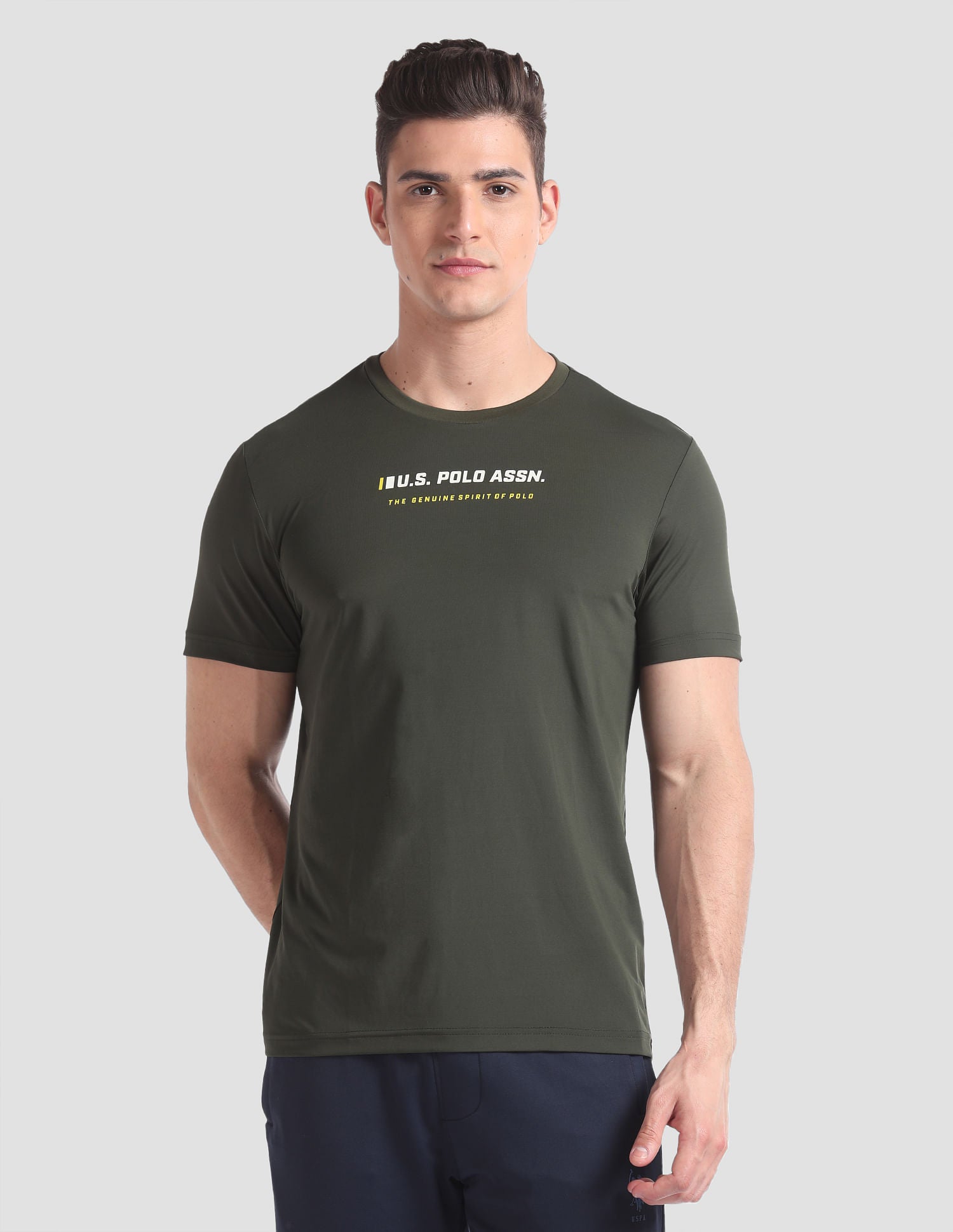 Solid AE001 Lounge T-Shirt - Pack Of 1 Olive - U.S. POLO ASSN. | Large